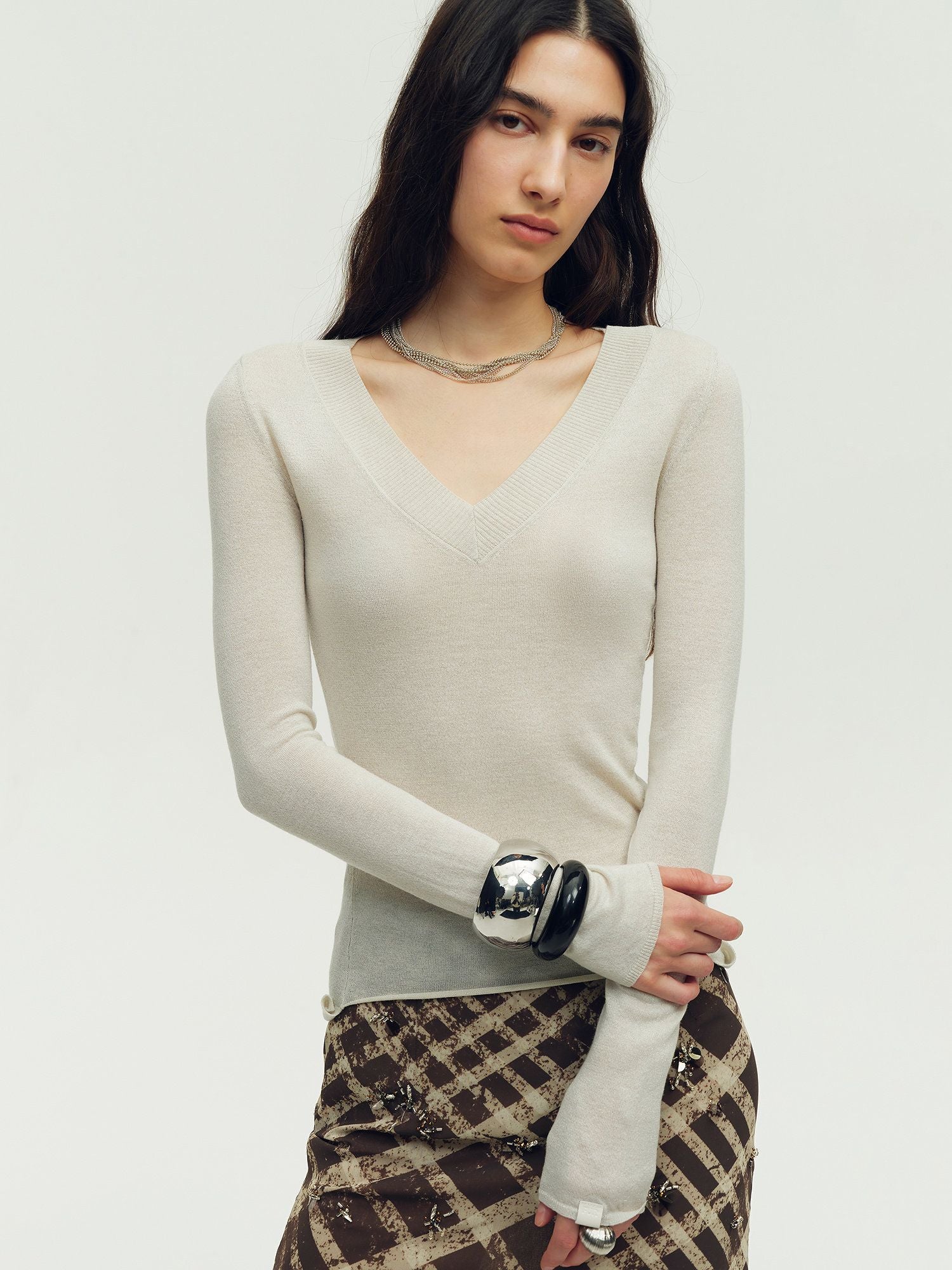 Shimmer V-Neck Knit - Image 4