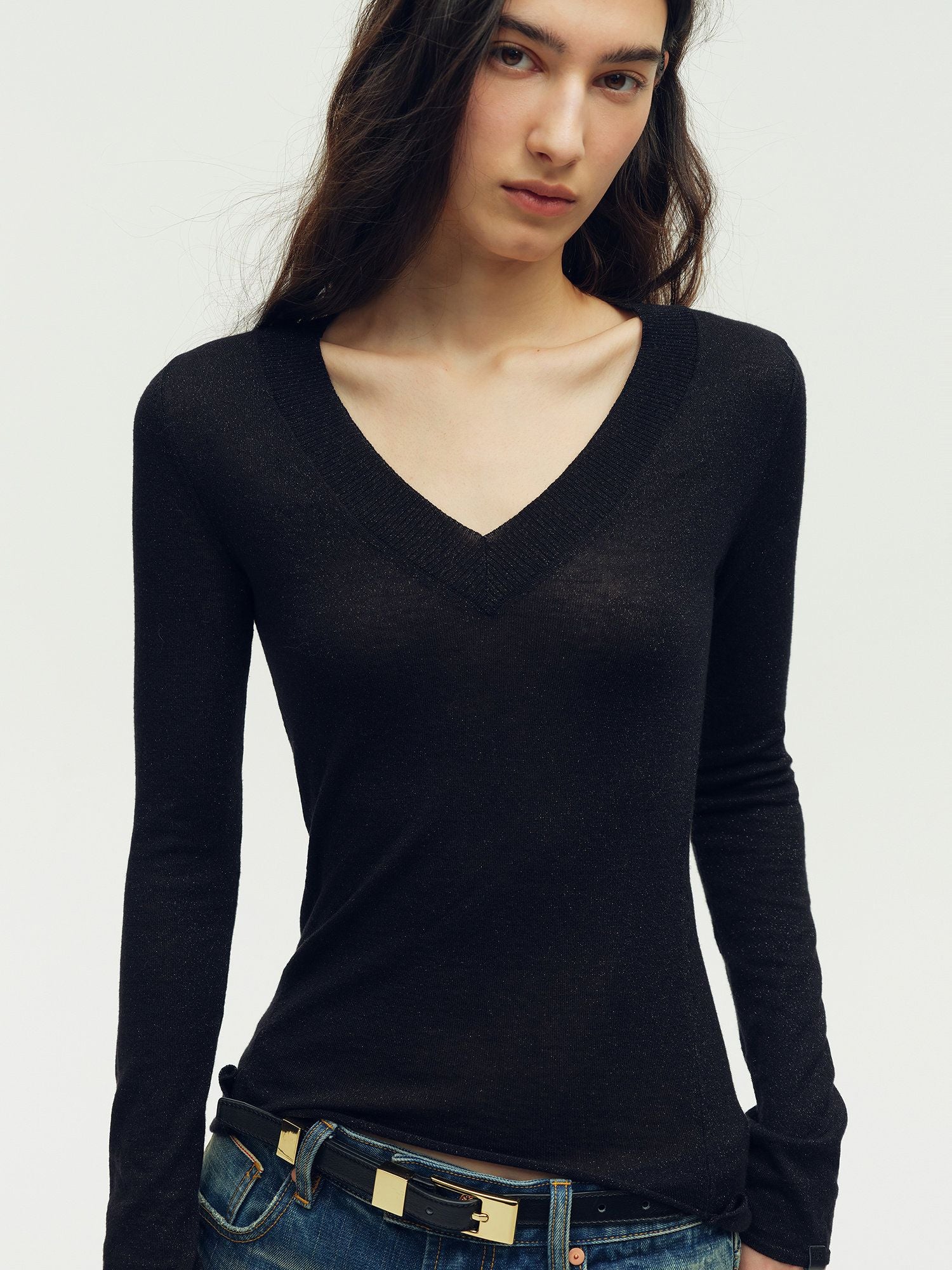 Shimmer V-Neck Knit - Image 2