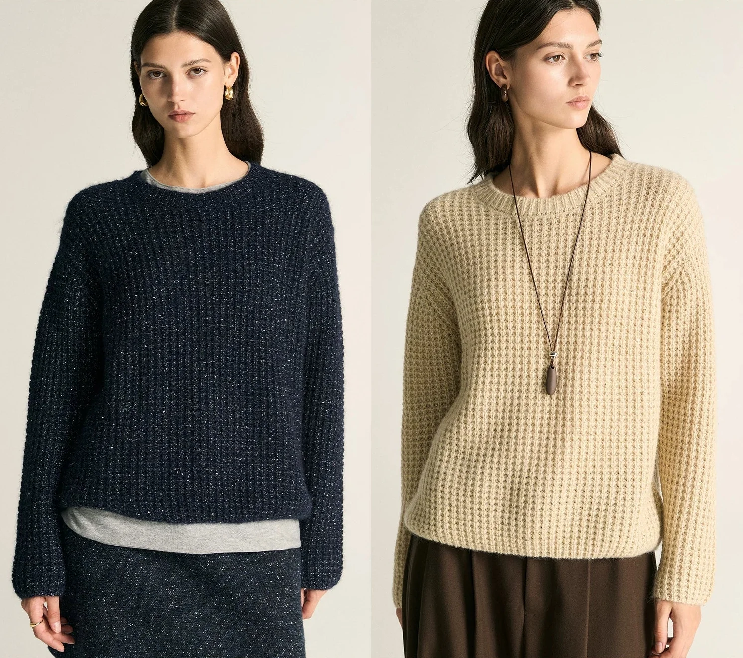 Shimmer Waffle Crew Sweater