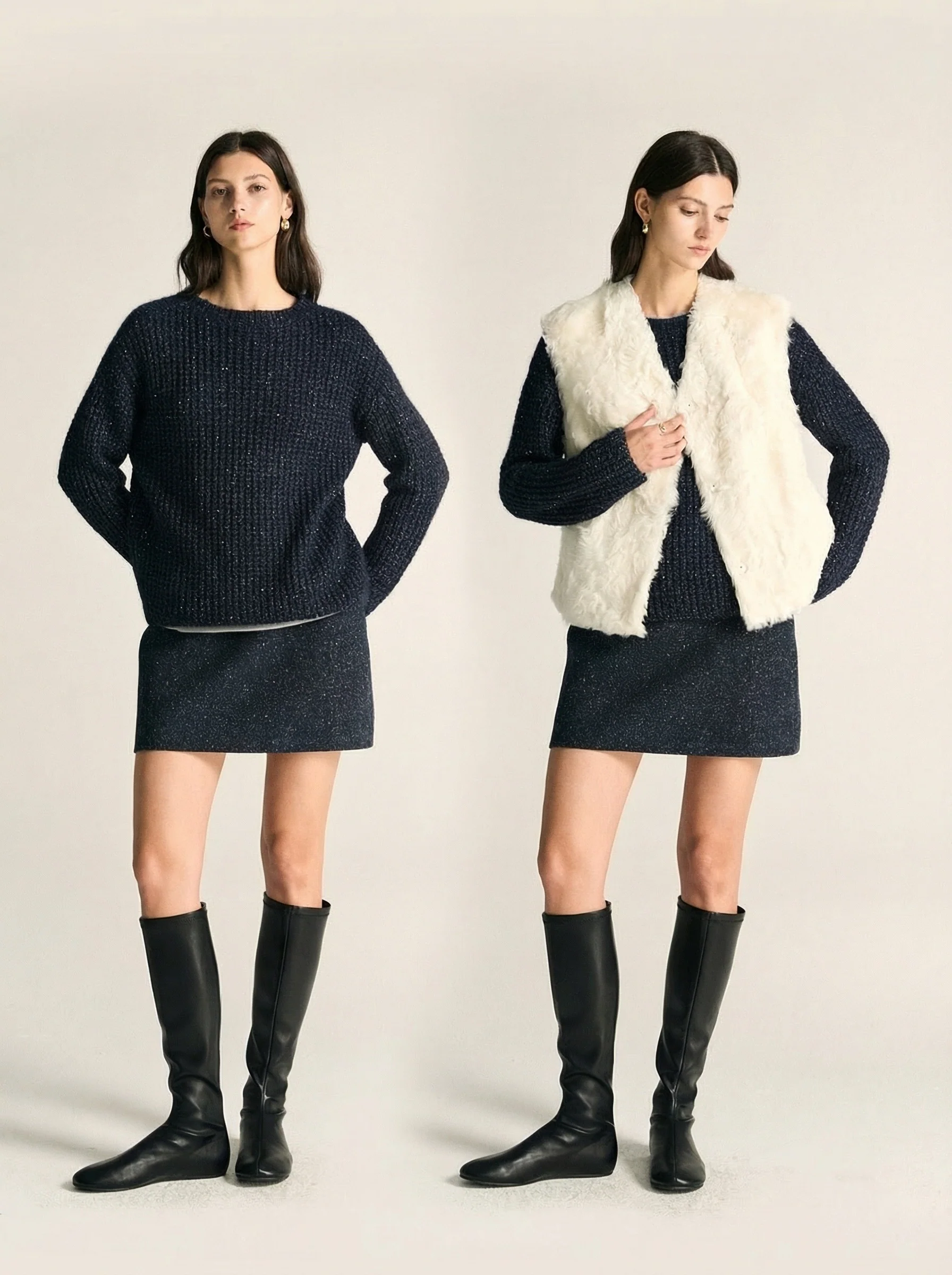 Shimmer Waffle Crew Sweater - Image 3