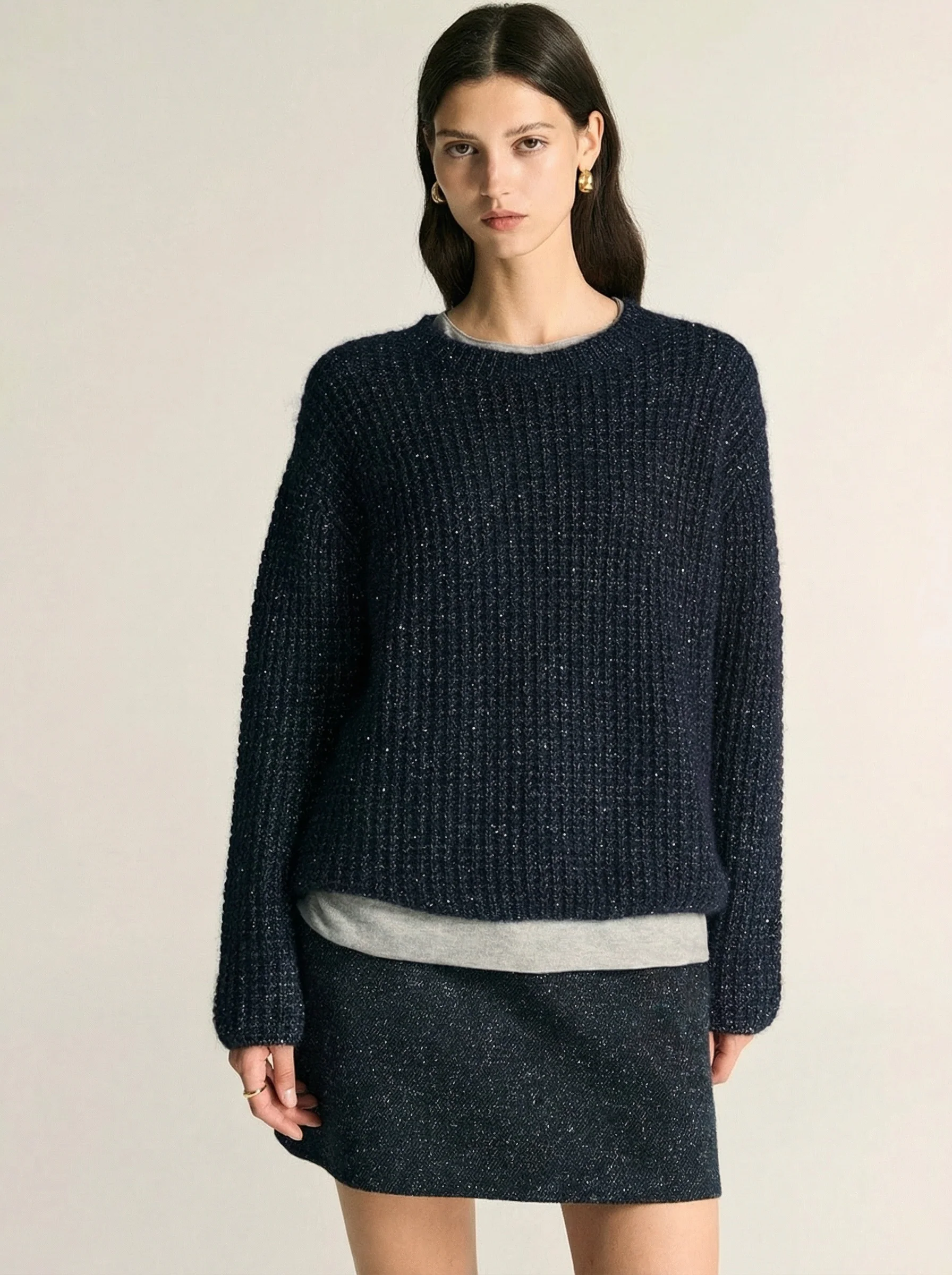 Shimmer Waffle Crew Sweater - Image 5