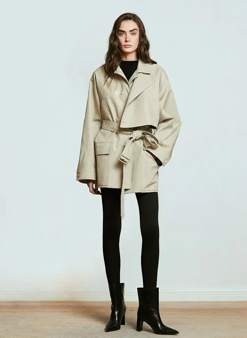 Short Belted Trench Jacket