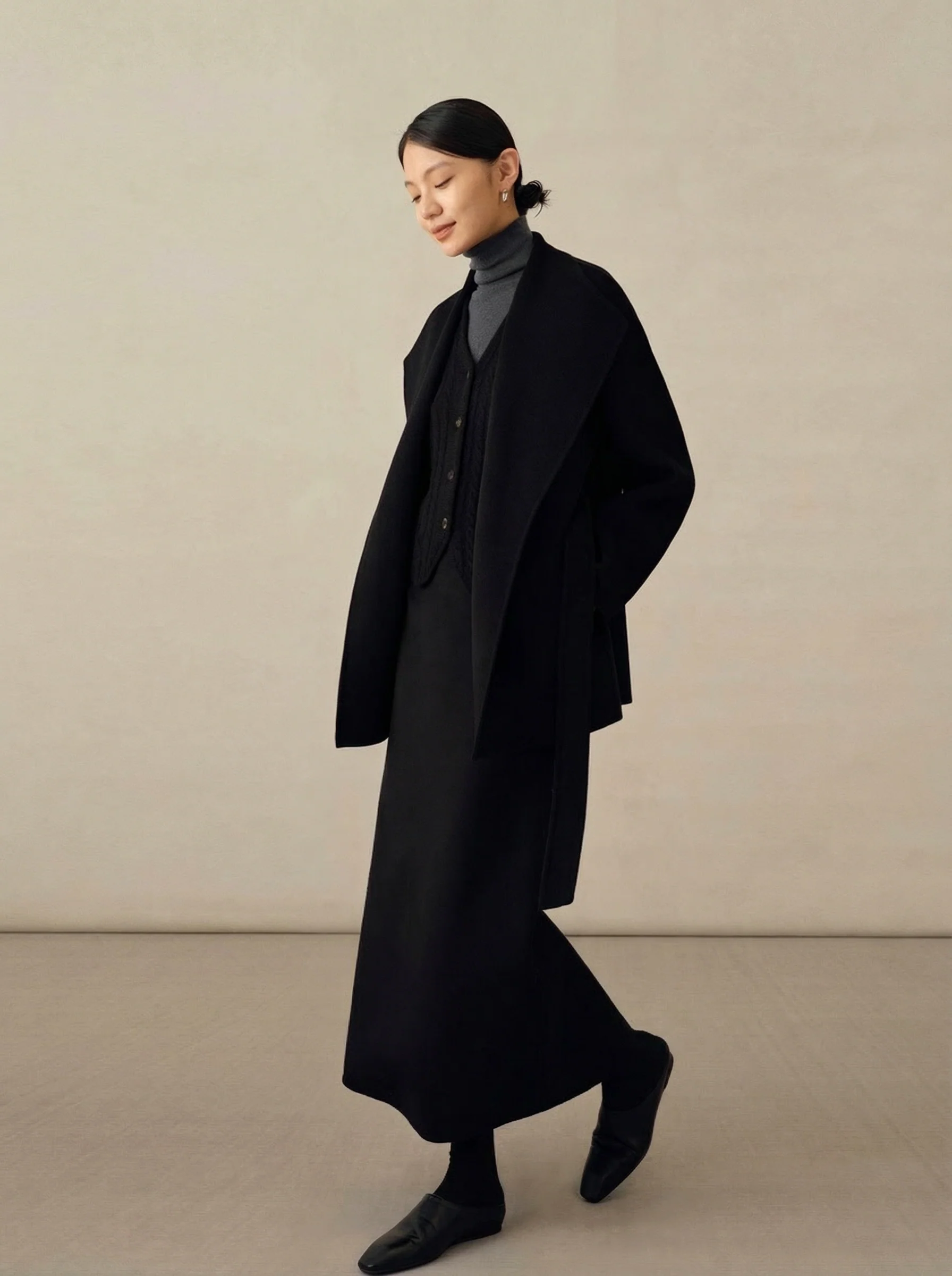 Short Cashmere Wrap Coat