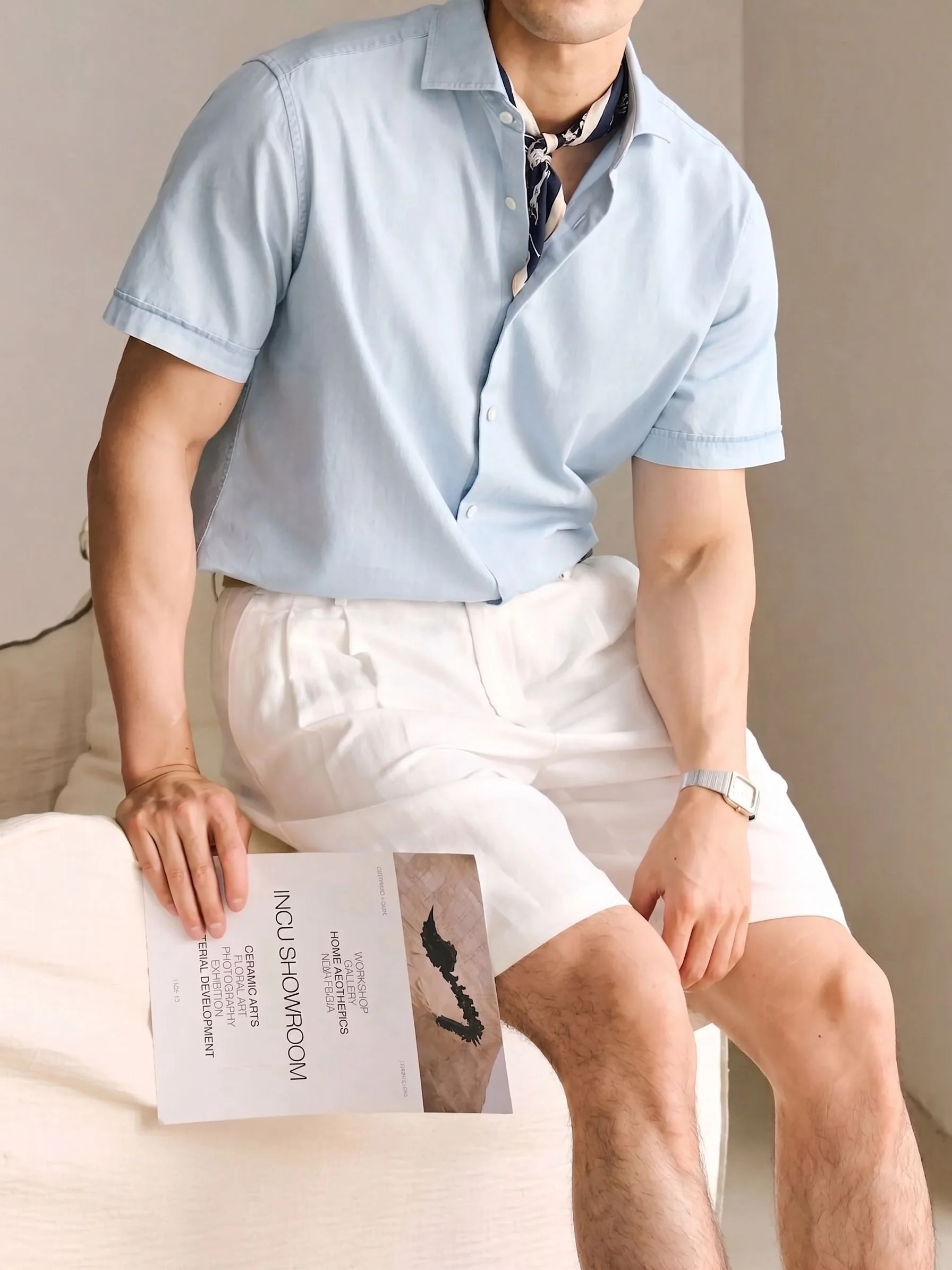 Short-Sleeve Chambray Shirt