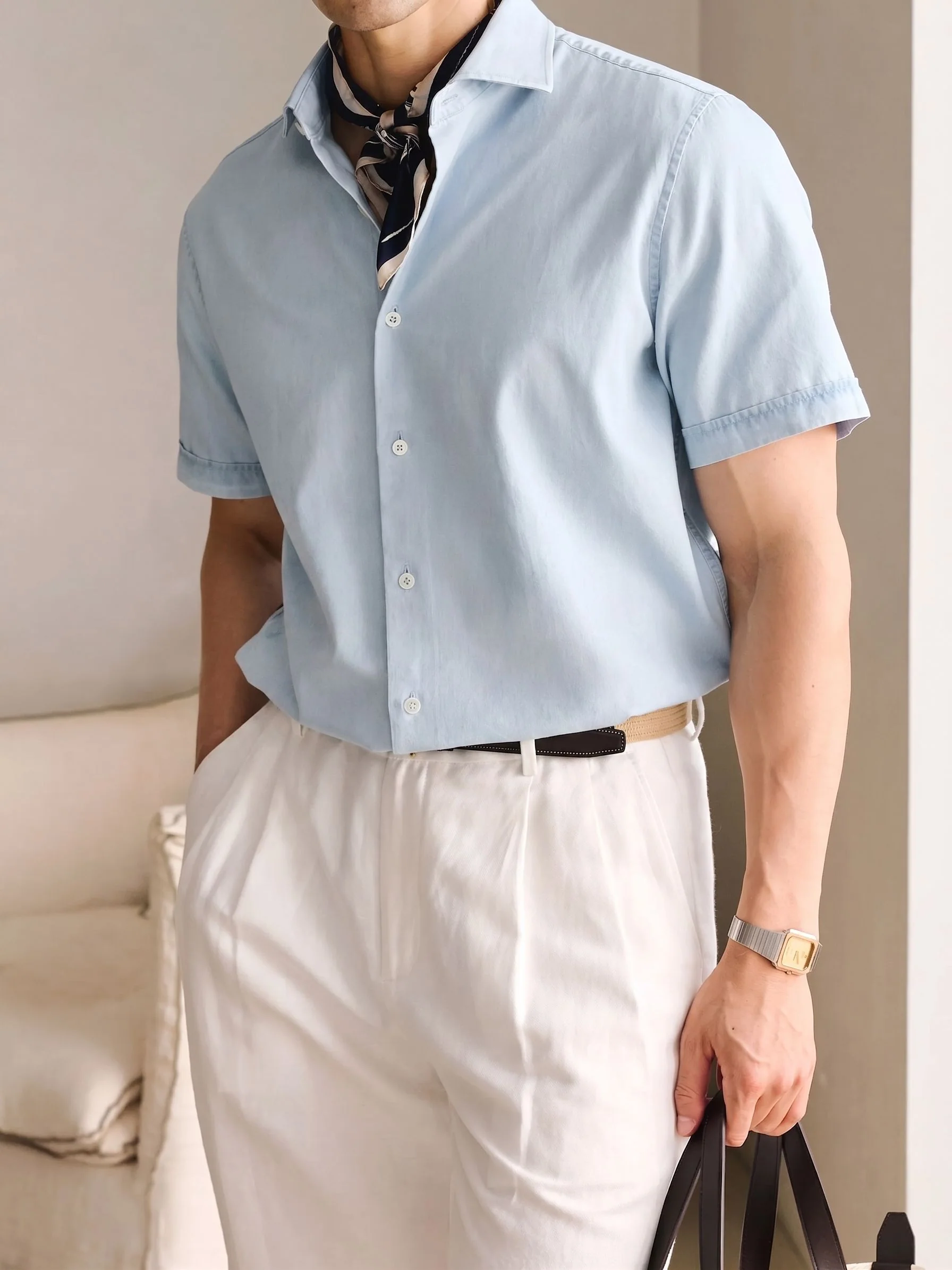Short-Sleeve Chambray Shirt - Image 3