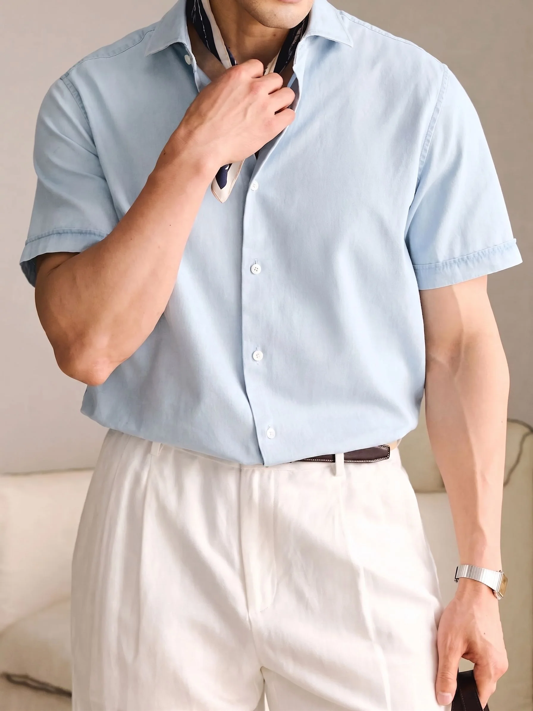 Short-Sleeve Chambray Shirt - Image 5