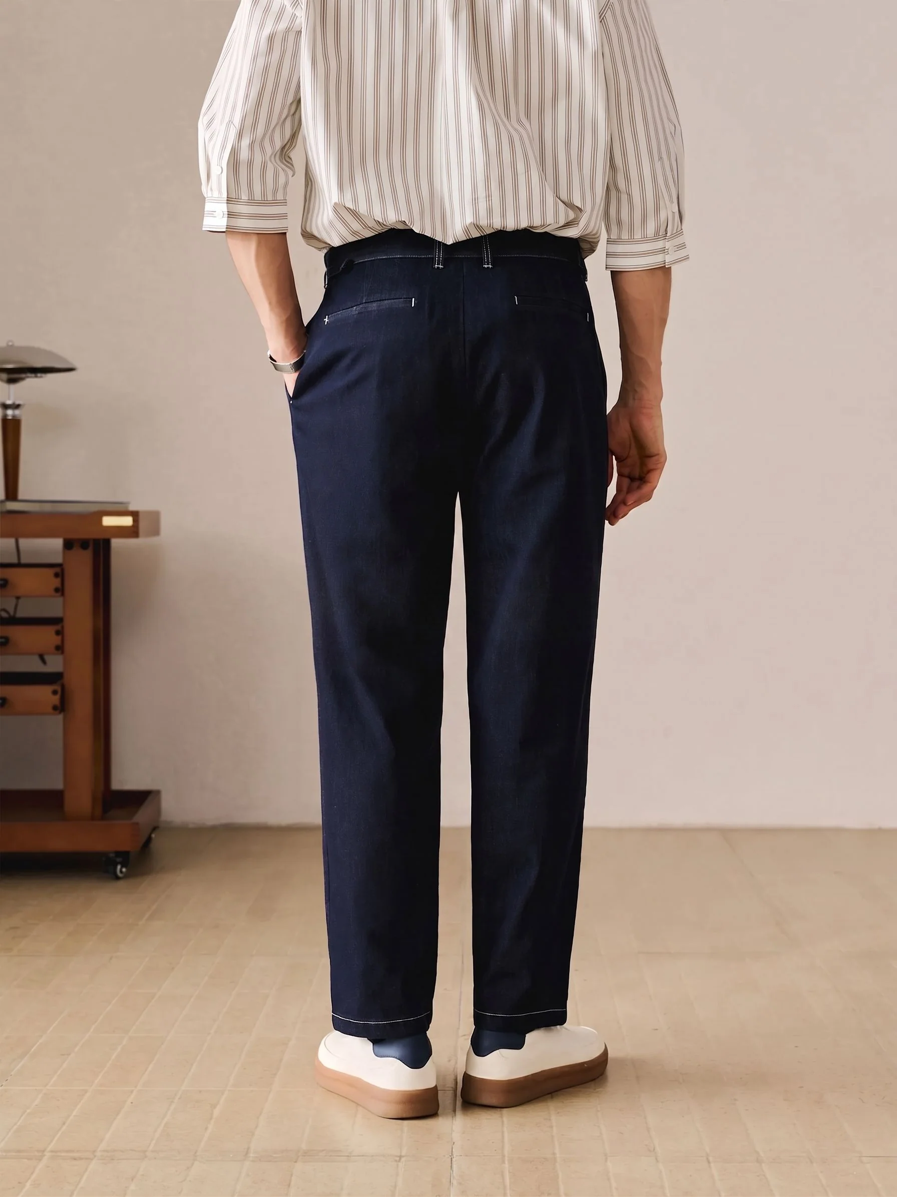 Side-Adjuster Denim Trousers - Image 4