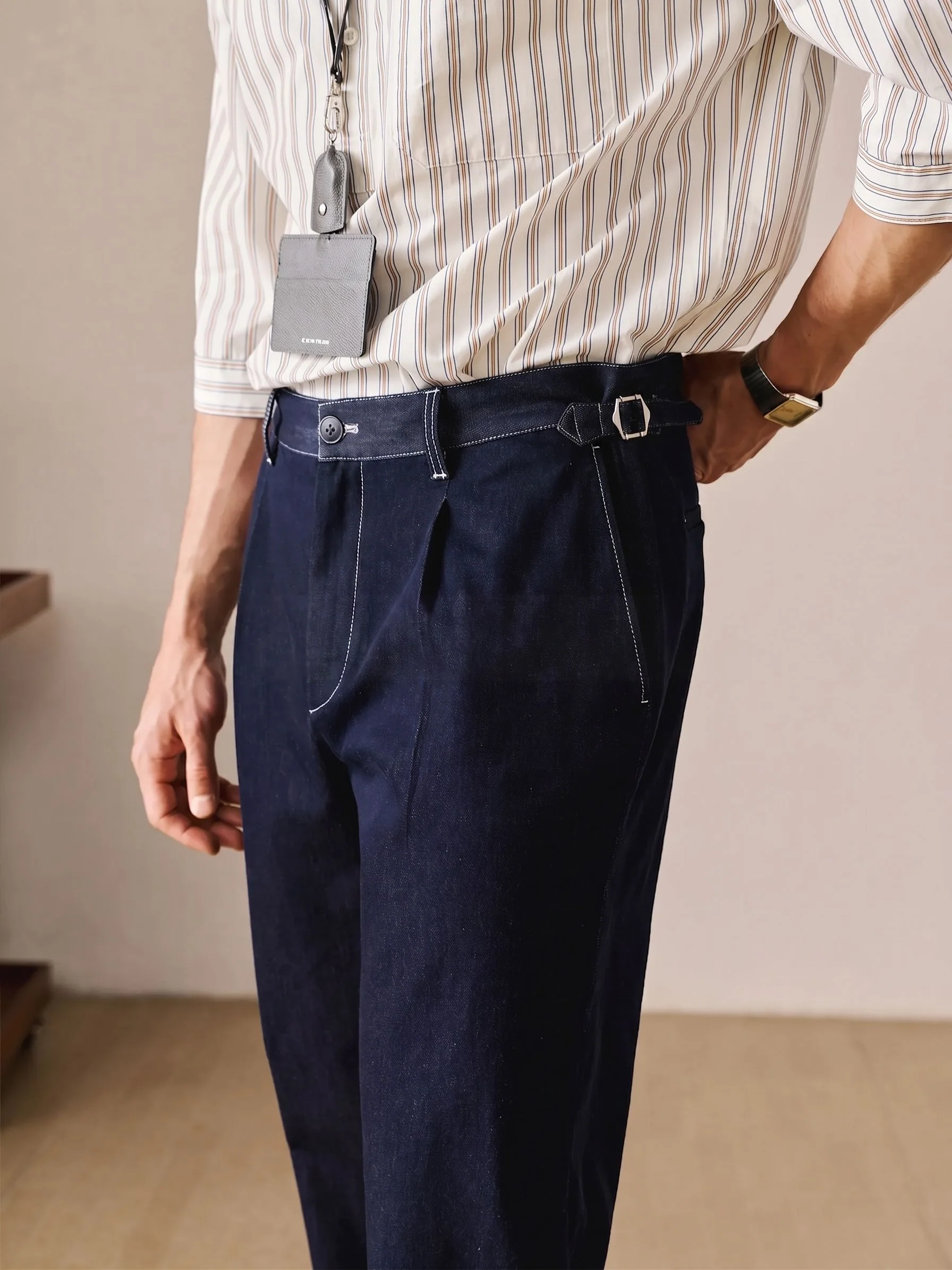 Side-Adjuster Denim Trousers - Image 6