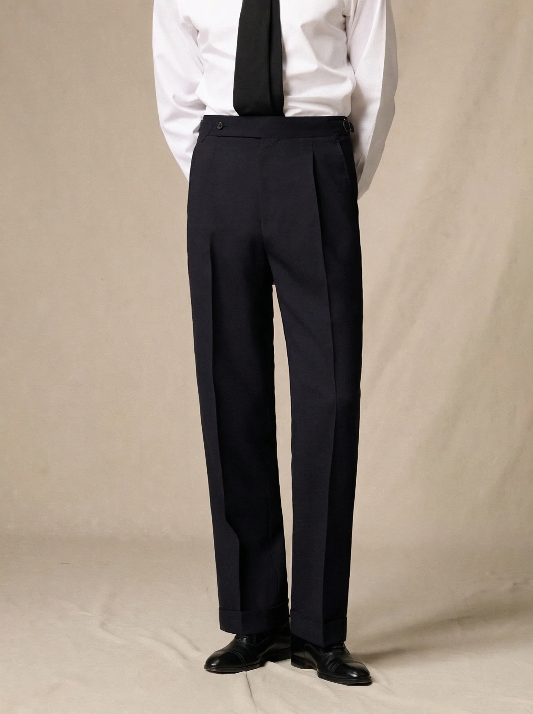 Side-Adjuster Wool Trousers