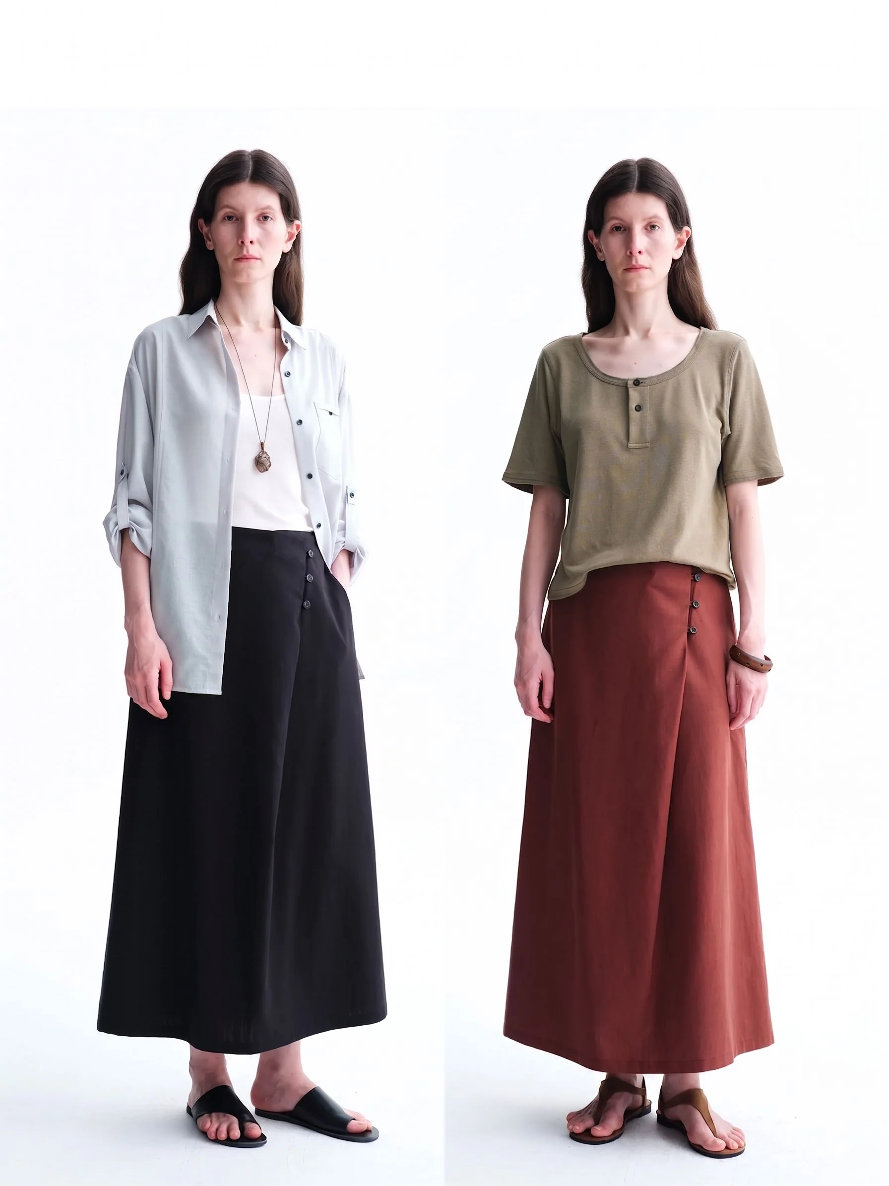 Side-Button Wrap Skirt