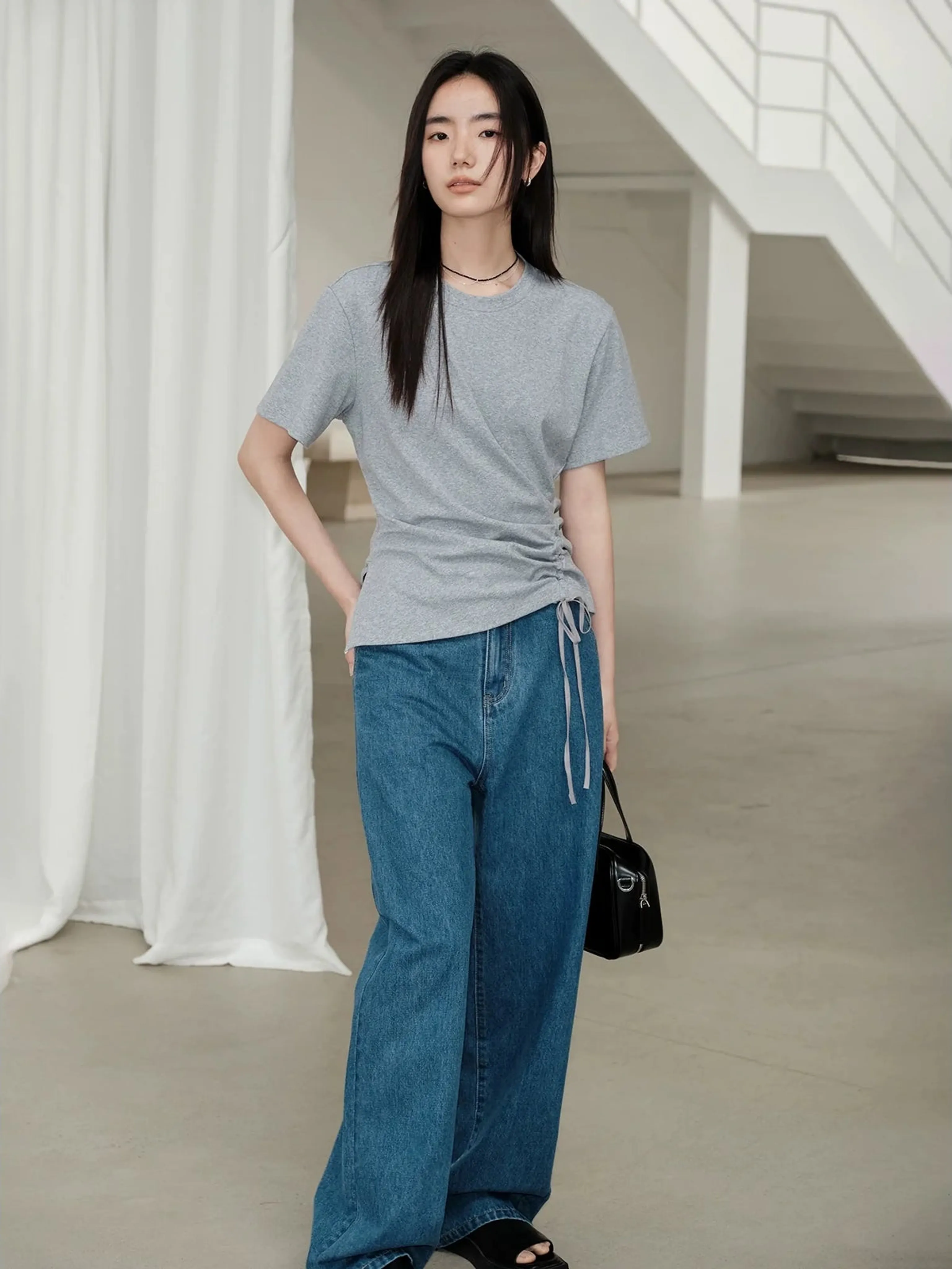 Side Drawstring Short-Sleeve T-shirt - Image 2