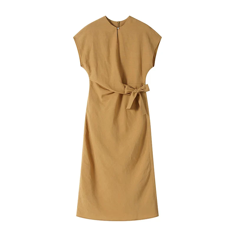 Side-Tie Tencel-Linen Long Dress - Image 7