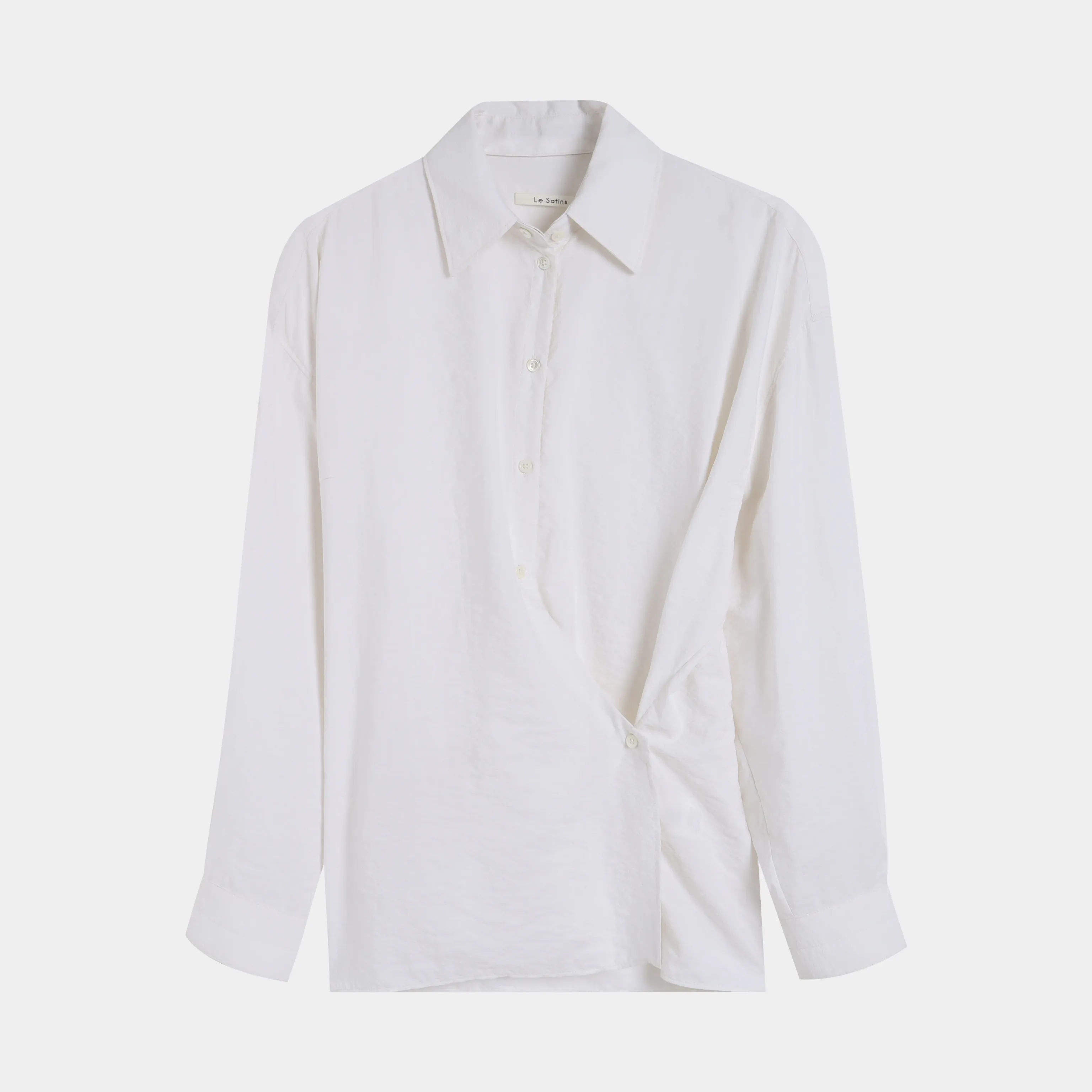 Silk Asymmetrical Button-Up Shirt - Image 5