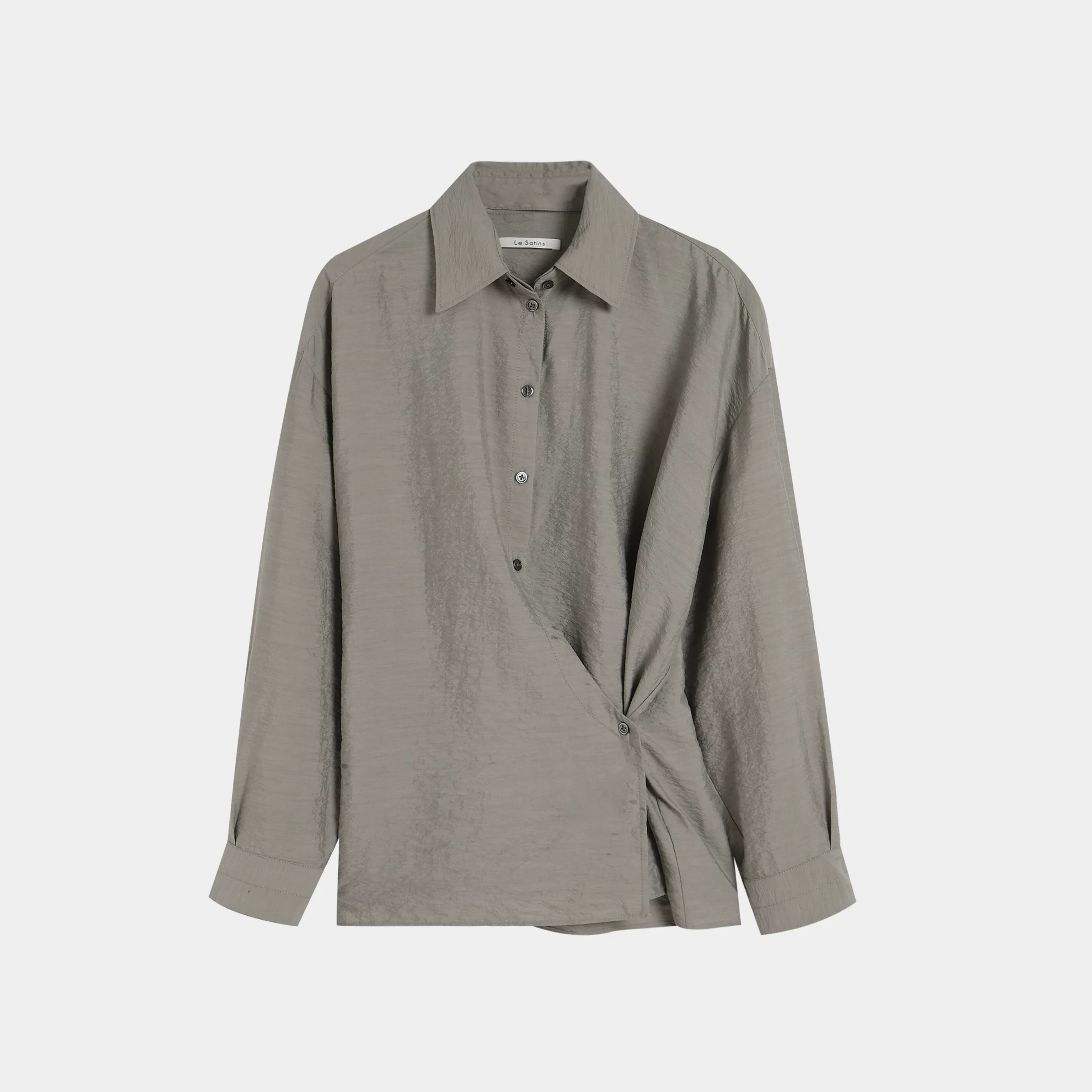 Silk Asymmetrical Button-Up Shirt - Image 8
