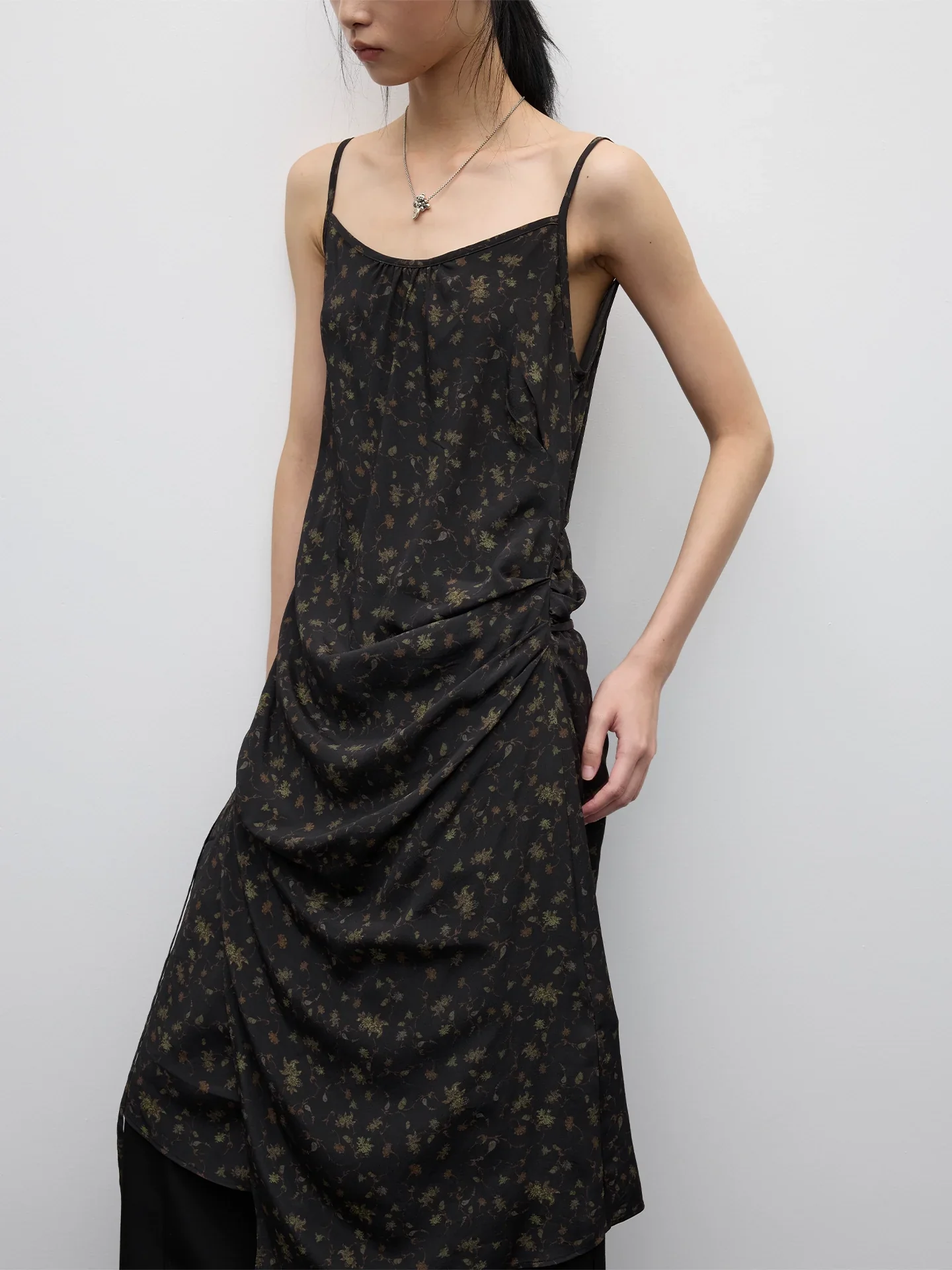 Silk-Blend Floral Ruched Slip Dress - Image 2