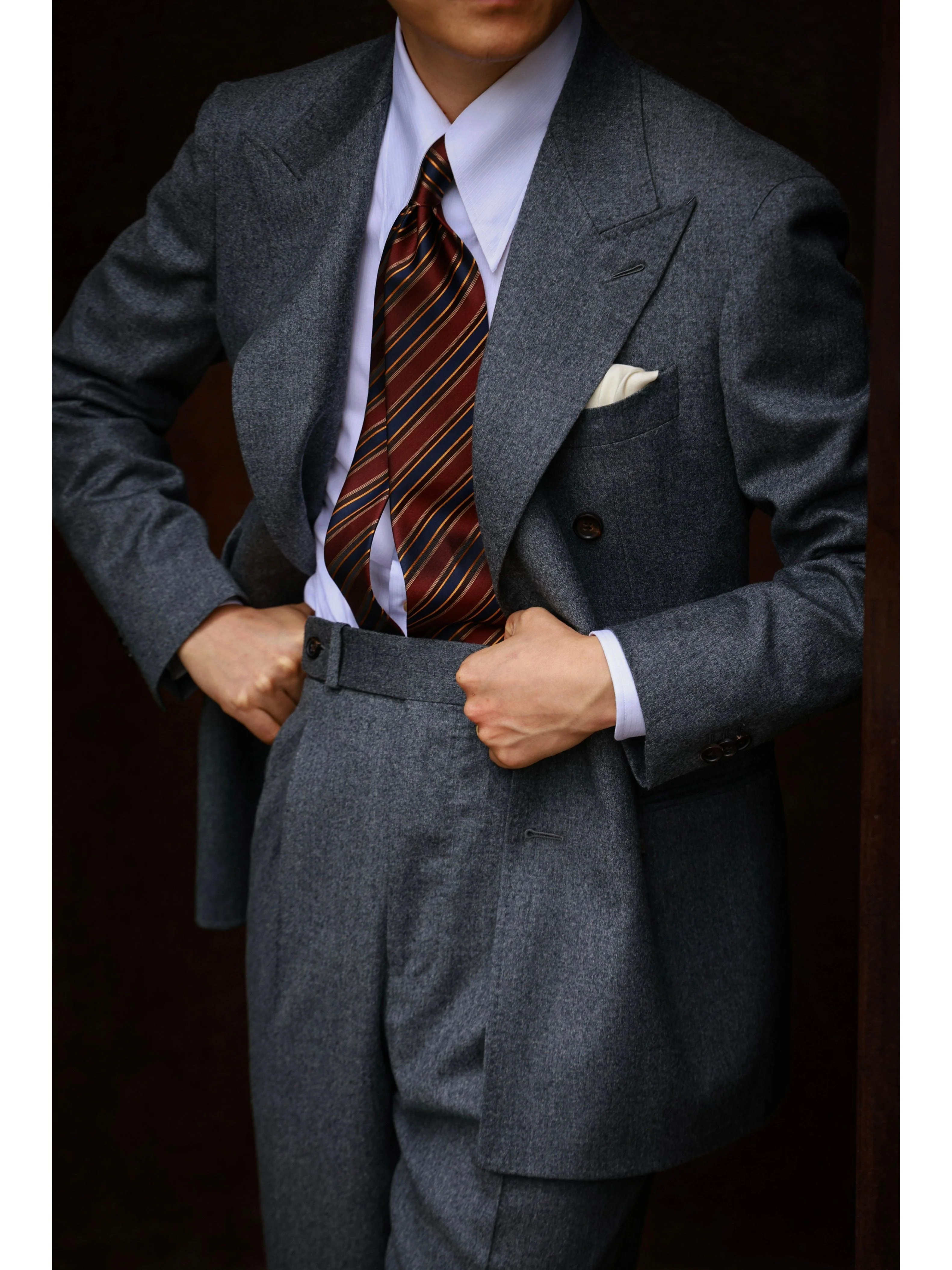 Silk Burgundy Striped Tie - Image 2