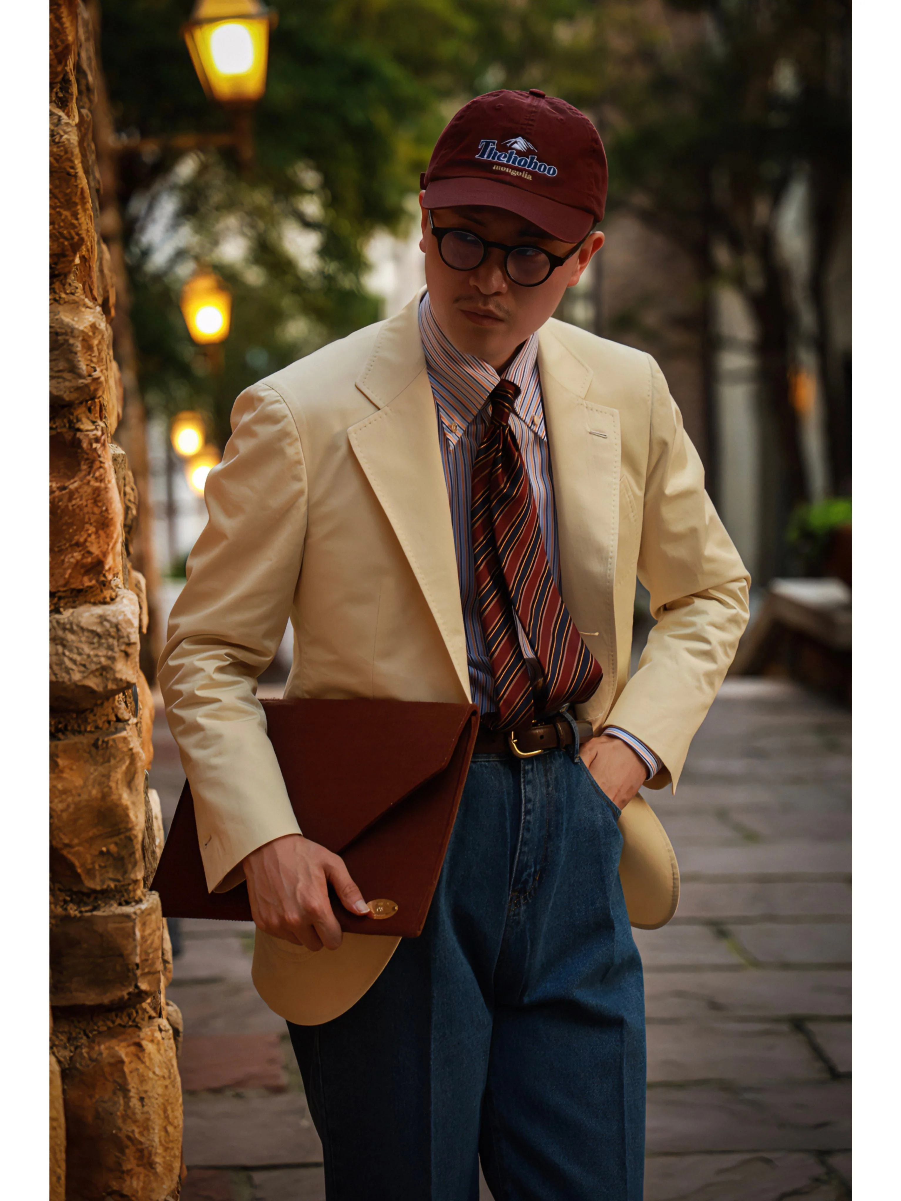 Silk Burgundy Striped Tie - Image 3
