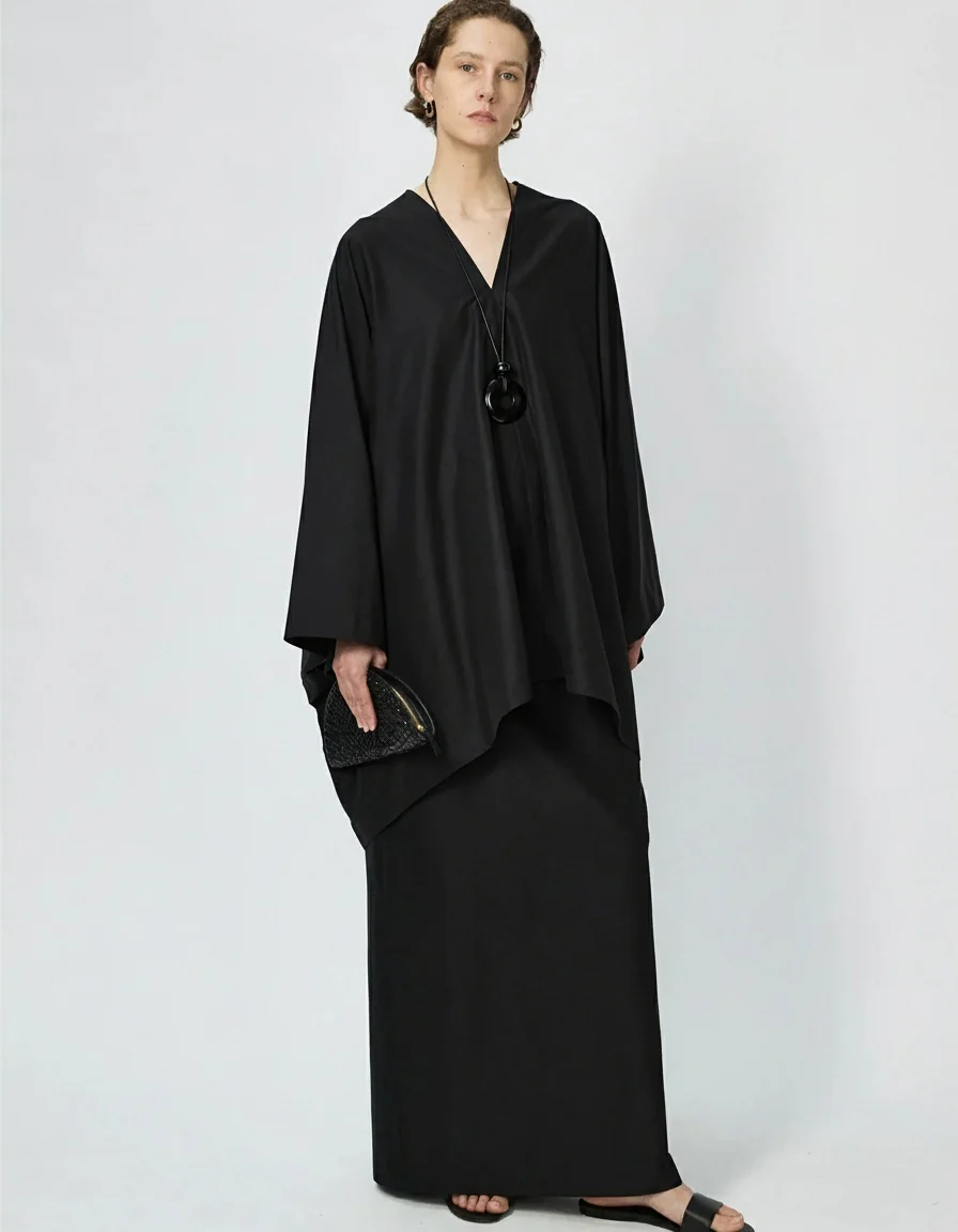 Silk-Cotton Cape & Skirt Set