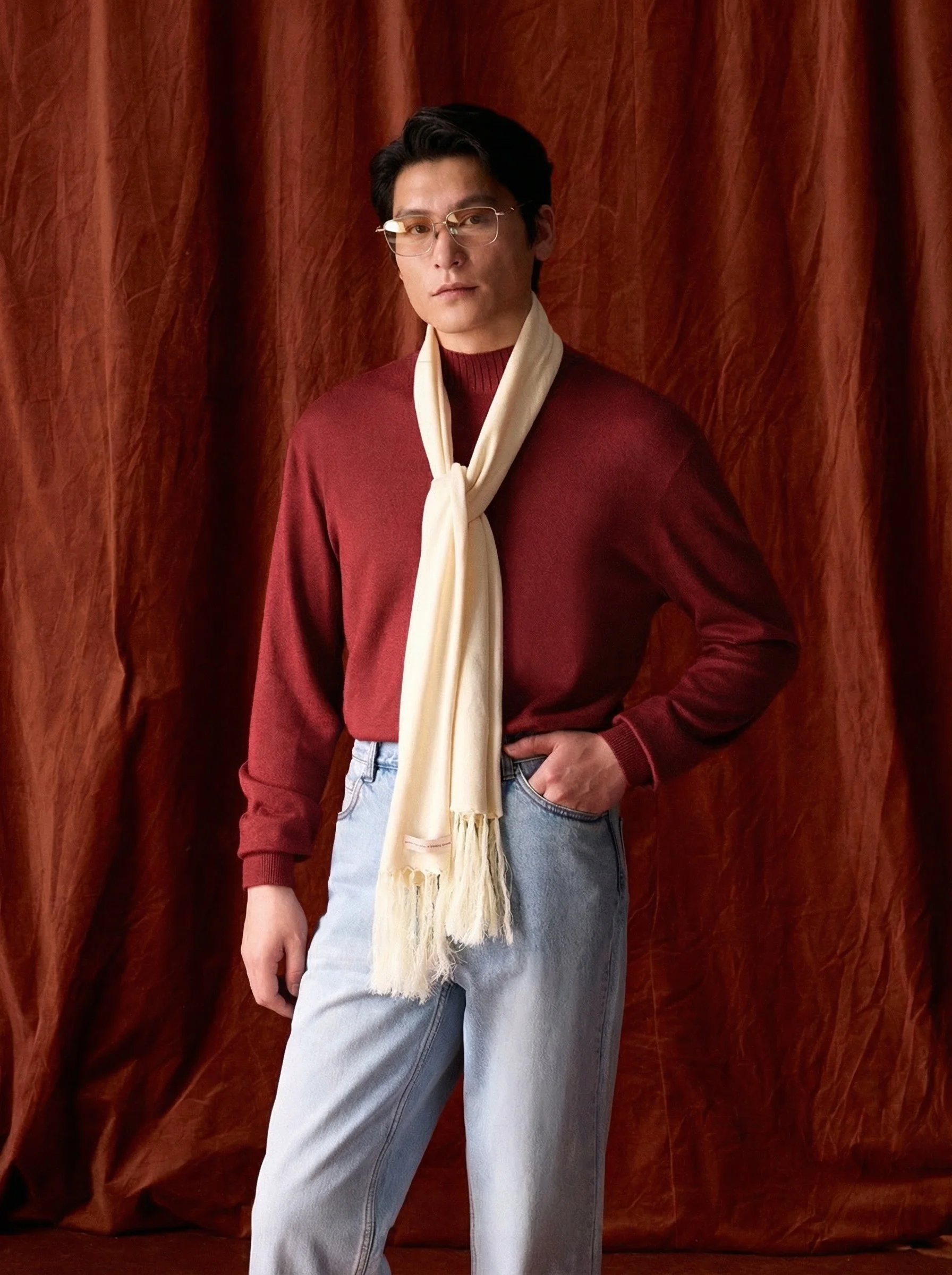 Silk Fringed Scarf - Image 3
