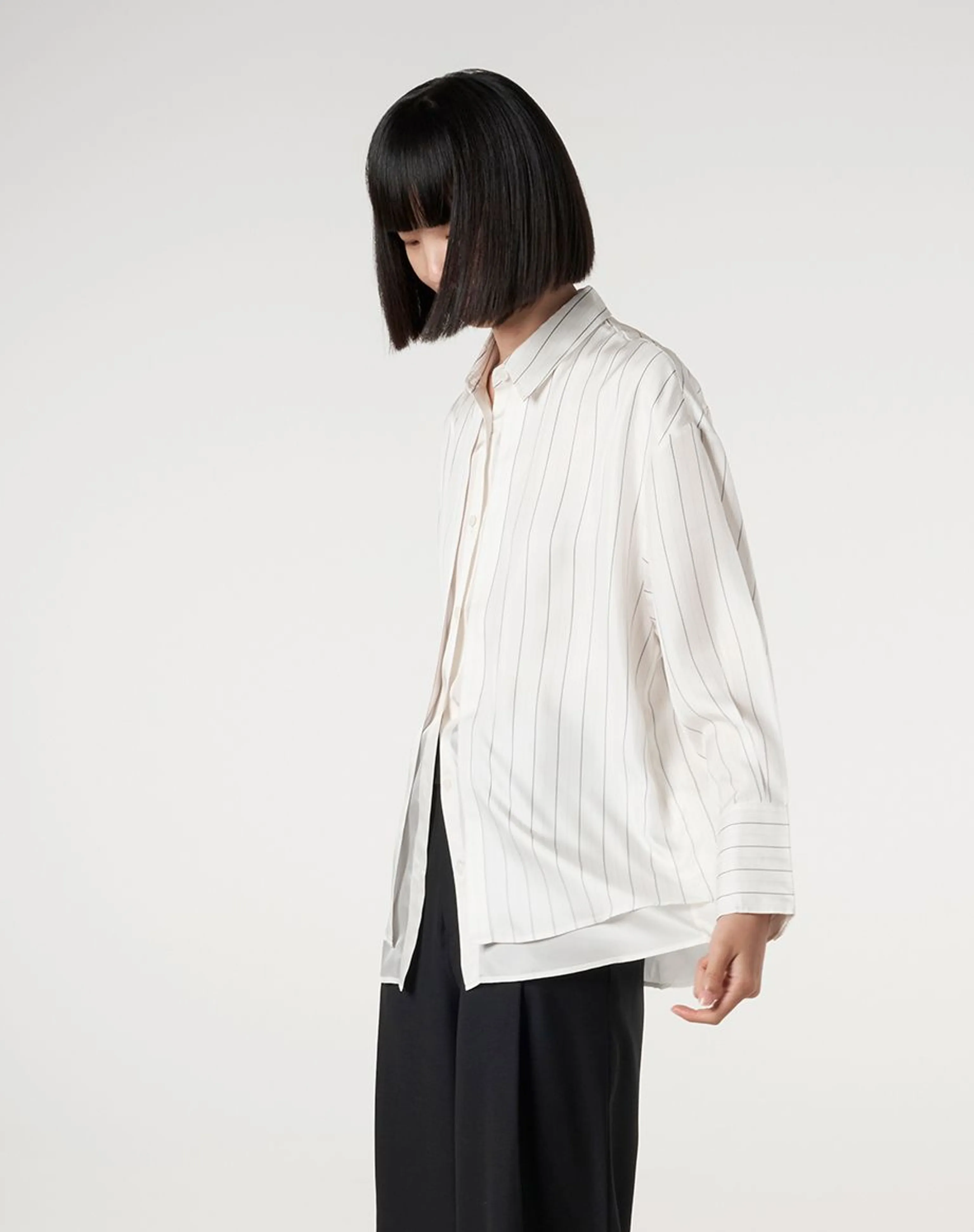 Silk Layered Pinstripe Shirt - Image 4
