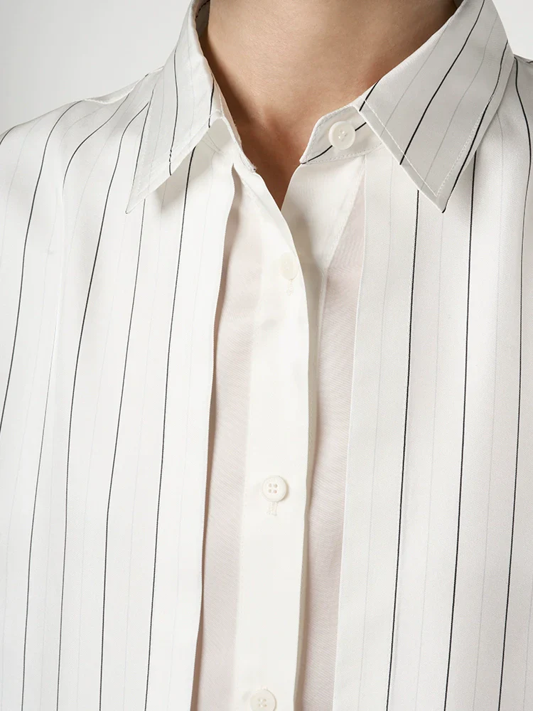 Silk Layered Pinstripe Shirt - Image 5