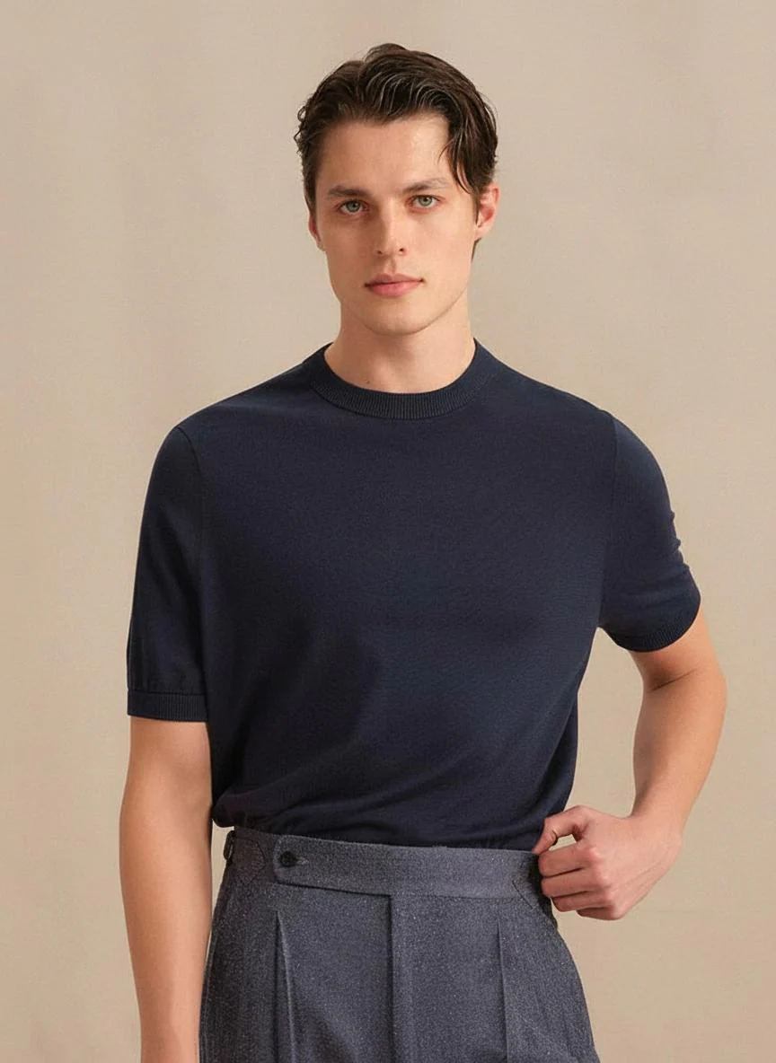 Silk-Linen Crew-Neck Tee