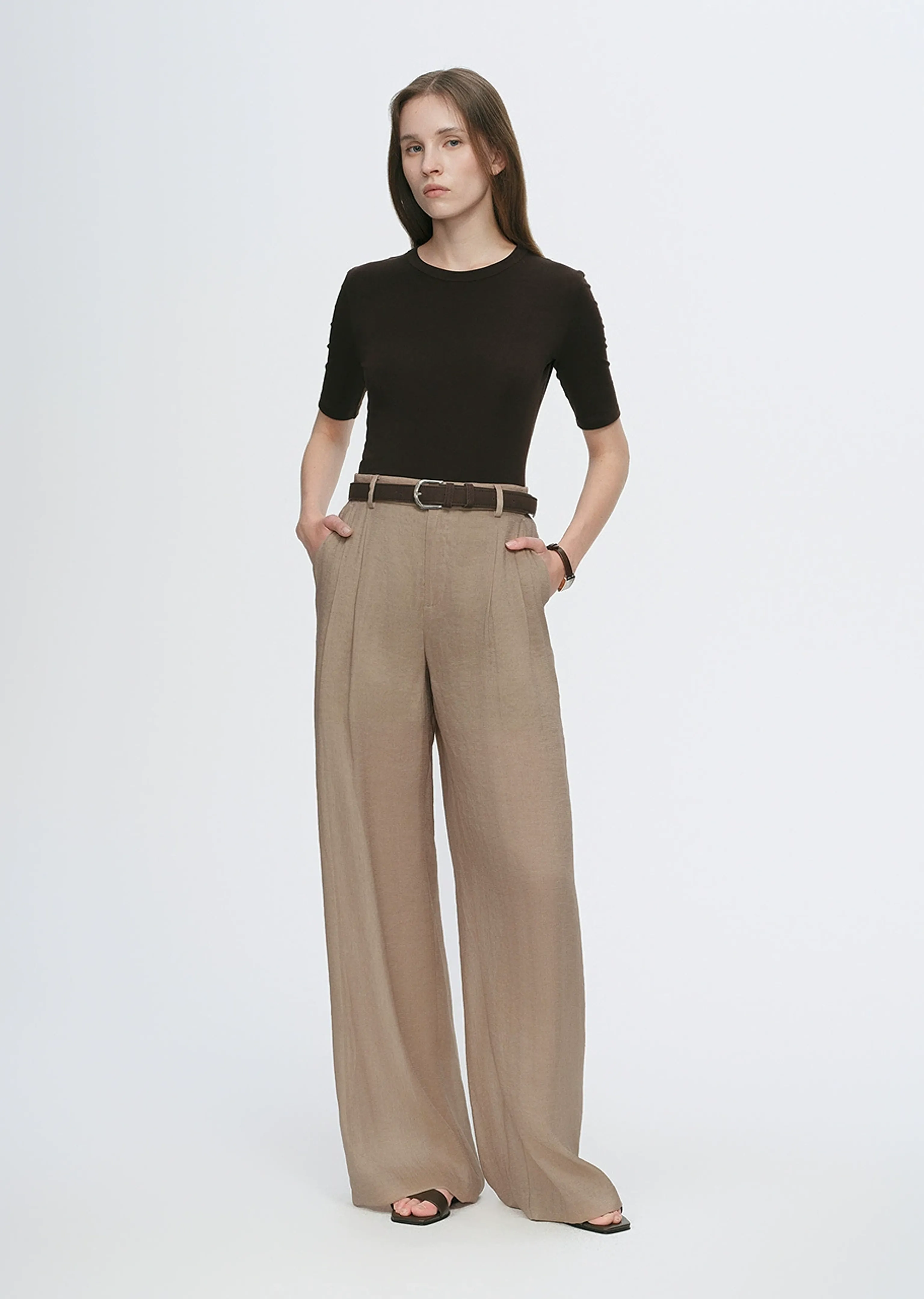 Silk Linen Pleated Trousers - Image 3