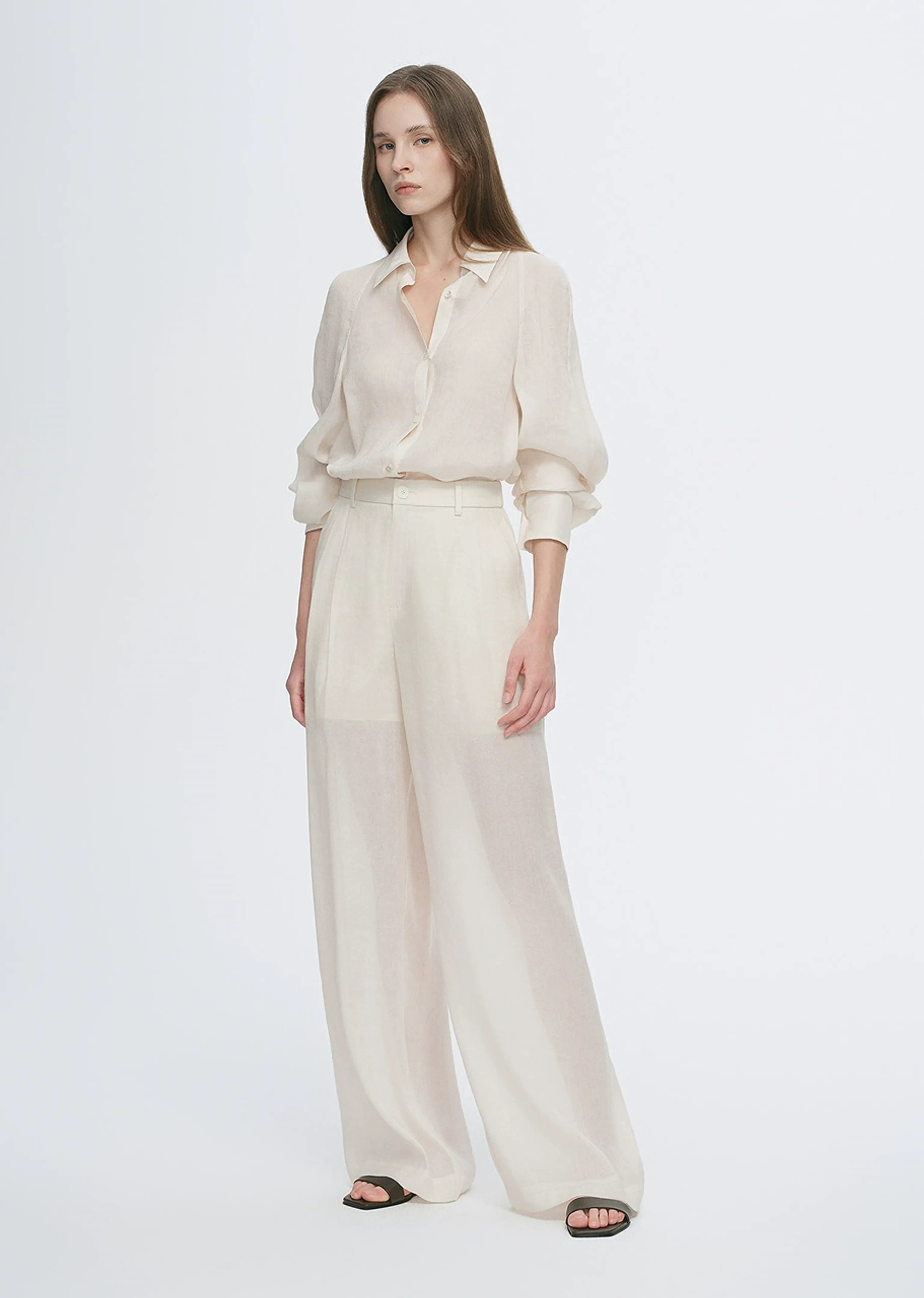Silk Linen Pleated Trousers - Image 4