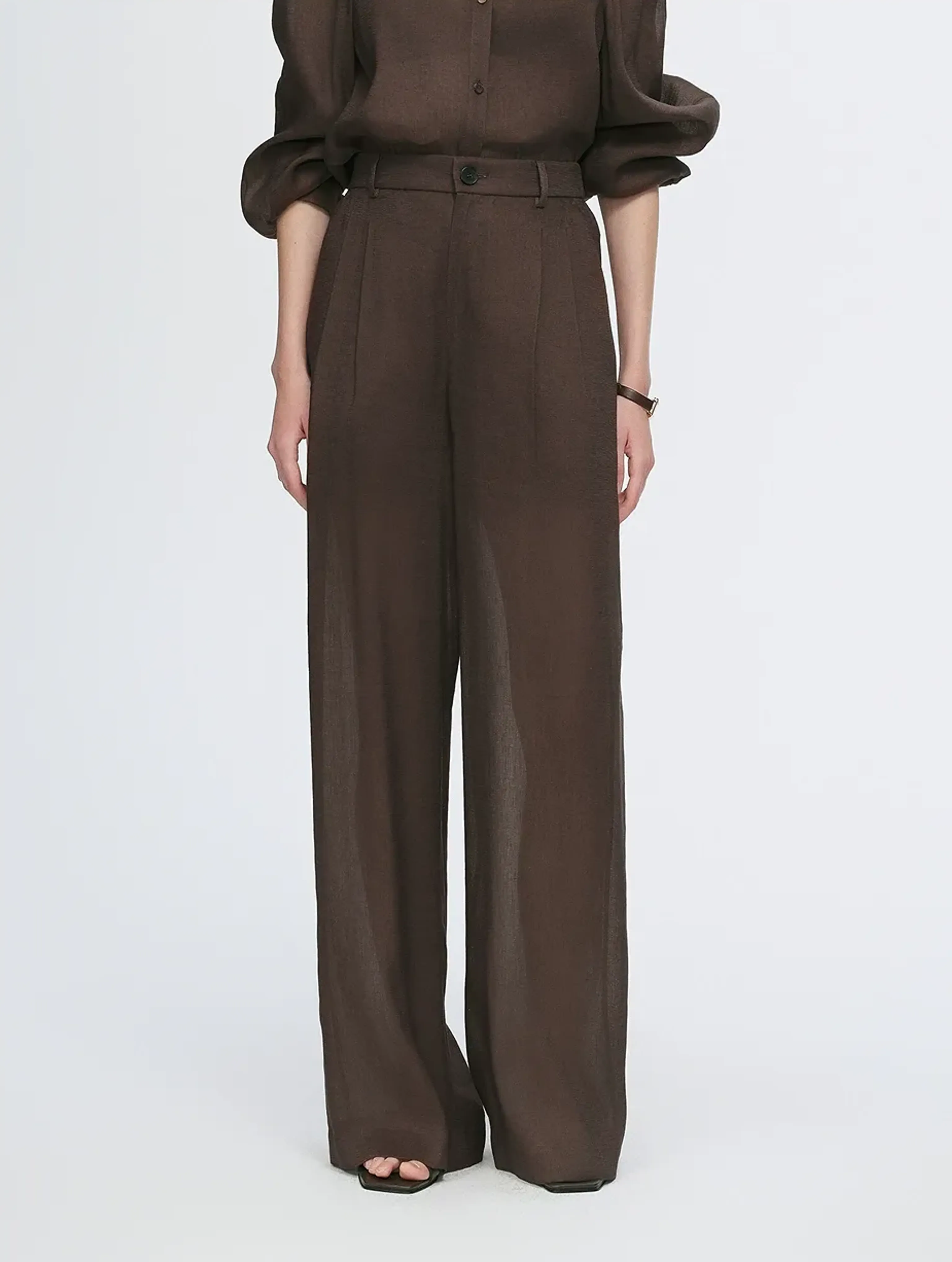 Silk Linen Pleated Trousers - Image 7
