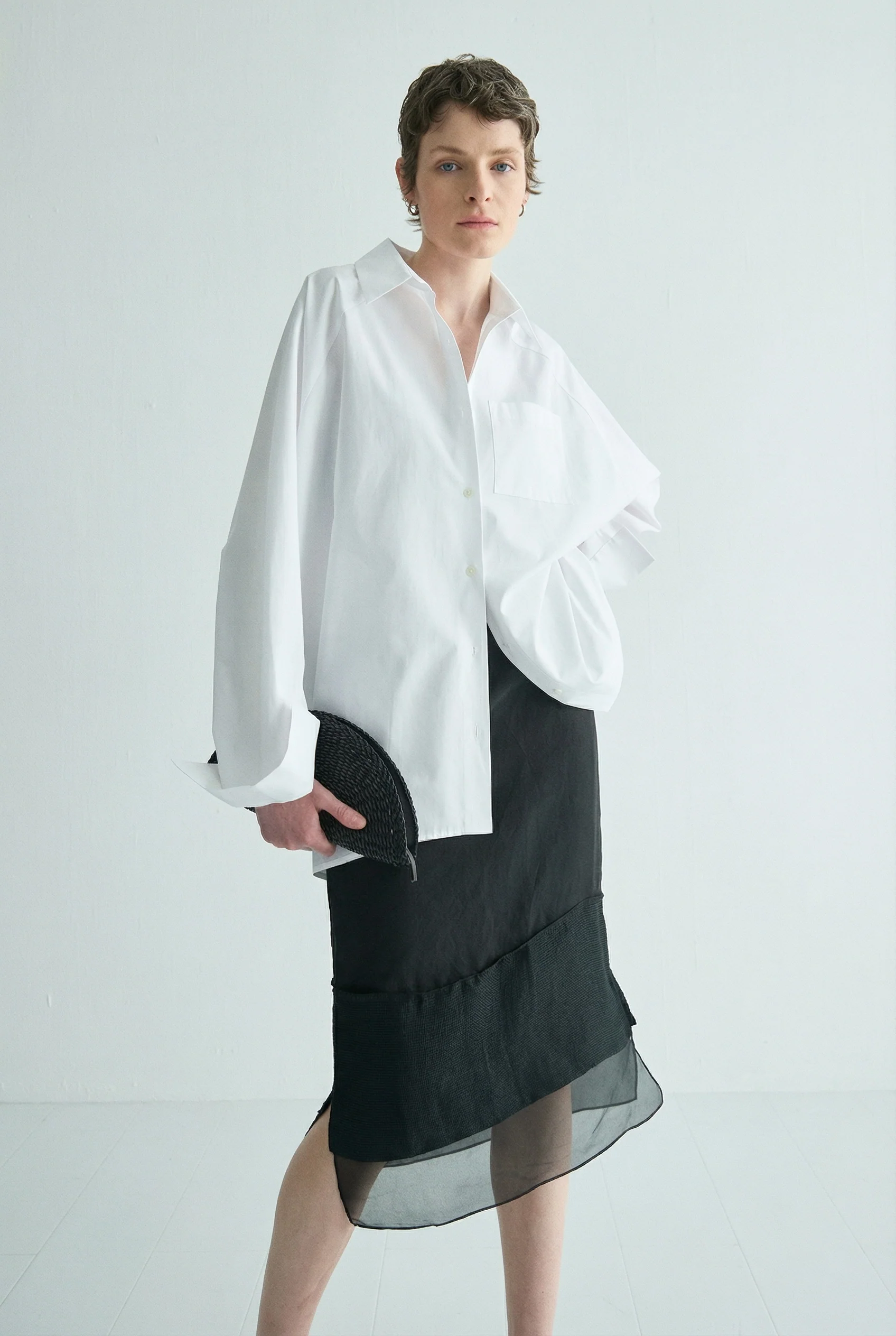 Silk Organza Sheer-Hem Midi Skirt - Image 3
