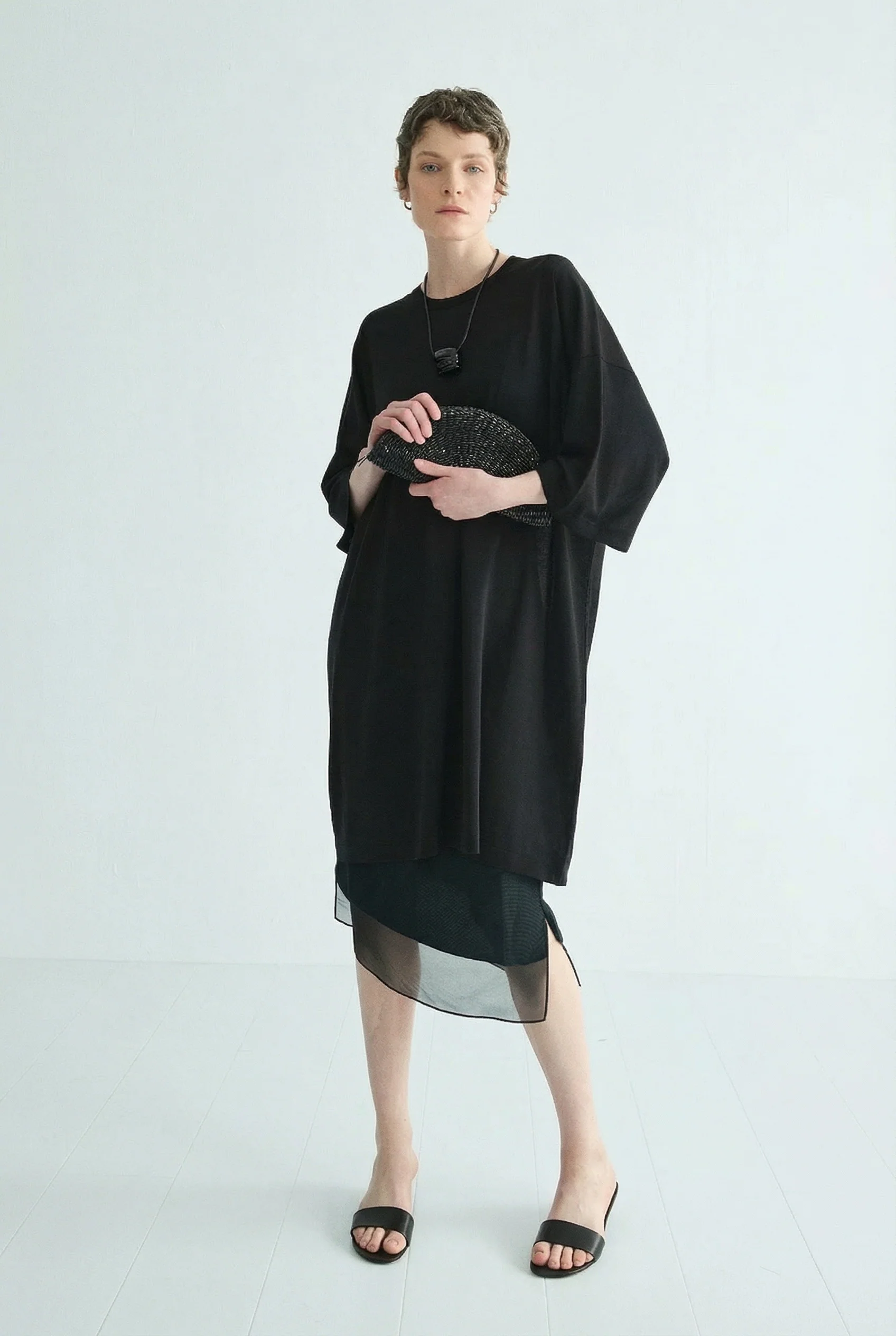 Silk Organza Sheer-Hem Midi Skirt - Image 4