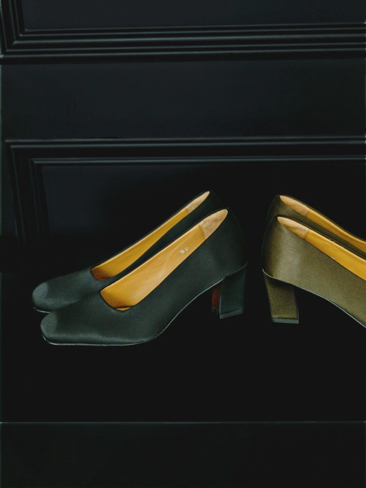 Silk Square-Toe Block-Heel Pumps