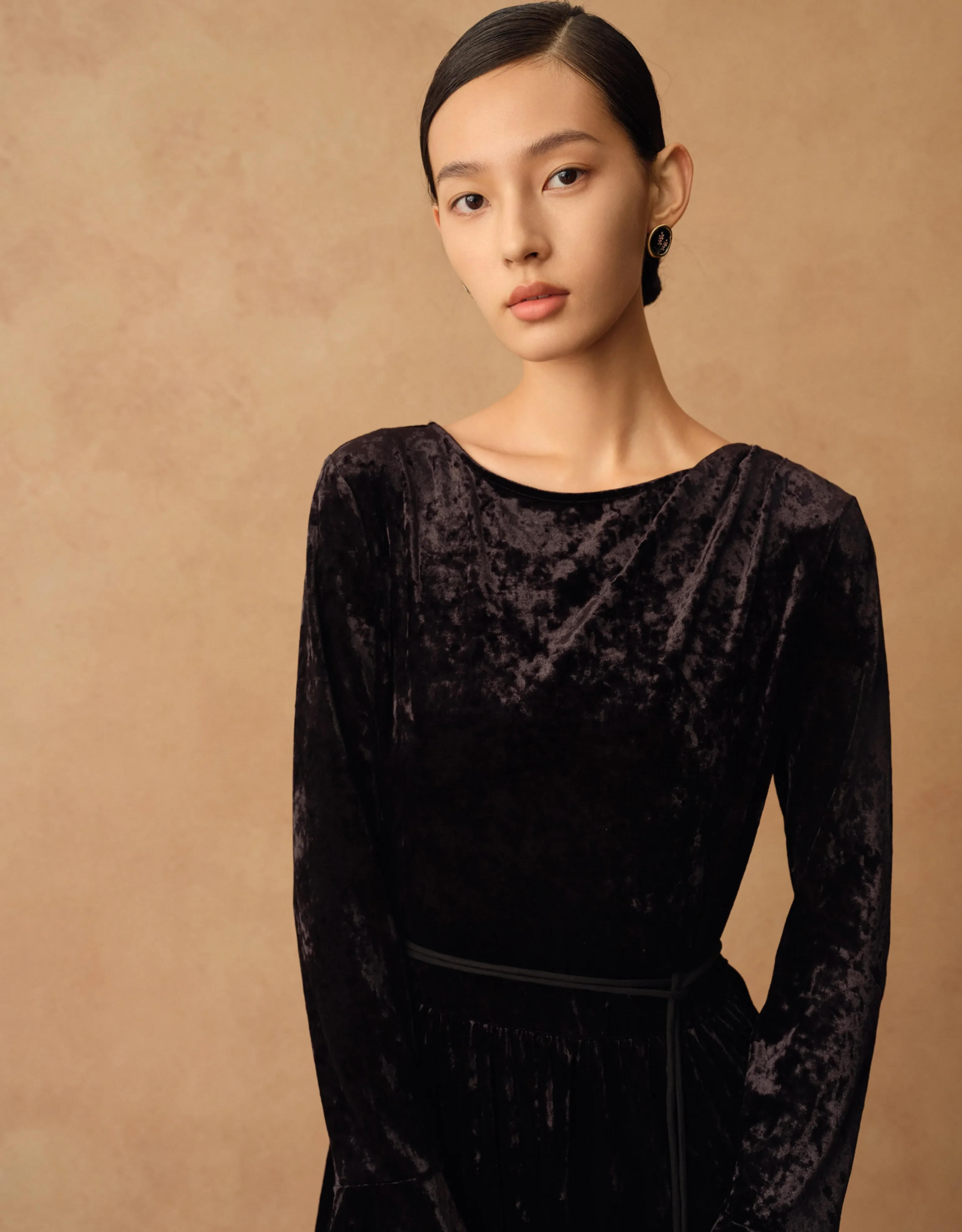Silk Velvet Boat-Neck Dress - Image 4