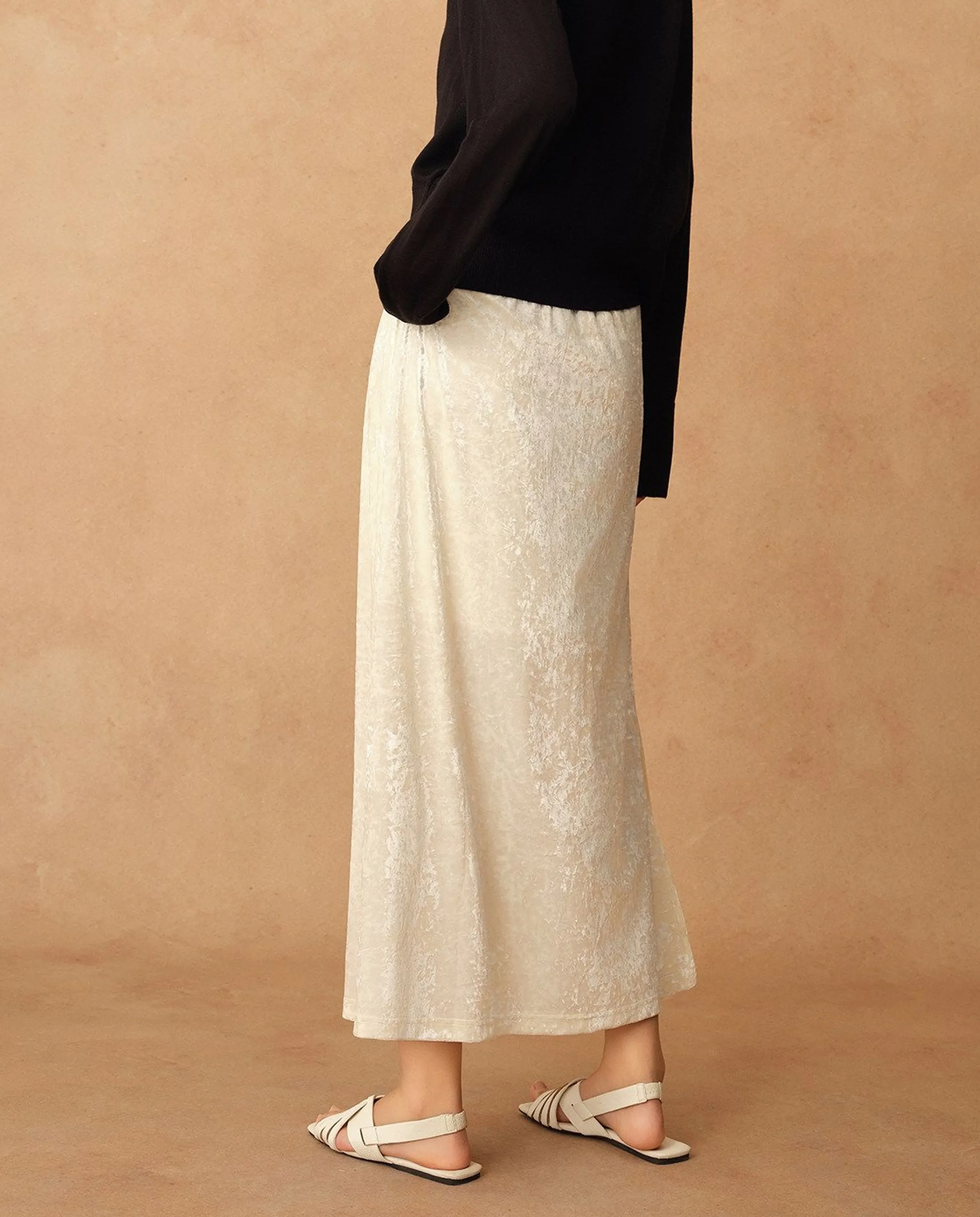 Silk Velvet Side-Slit Skirt - Image 7