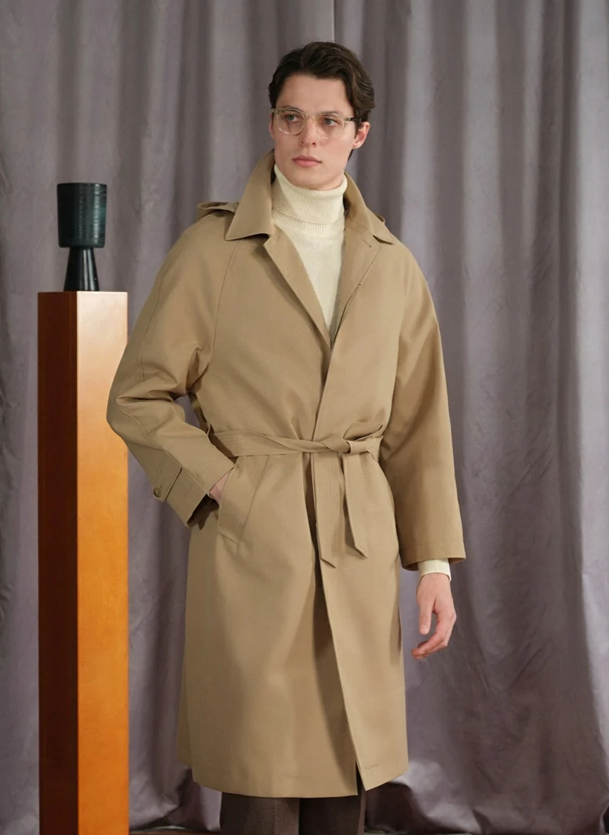 Silk Wool Balmacaan Coat