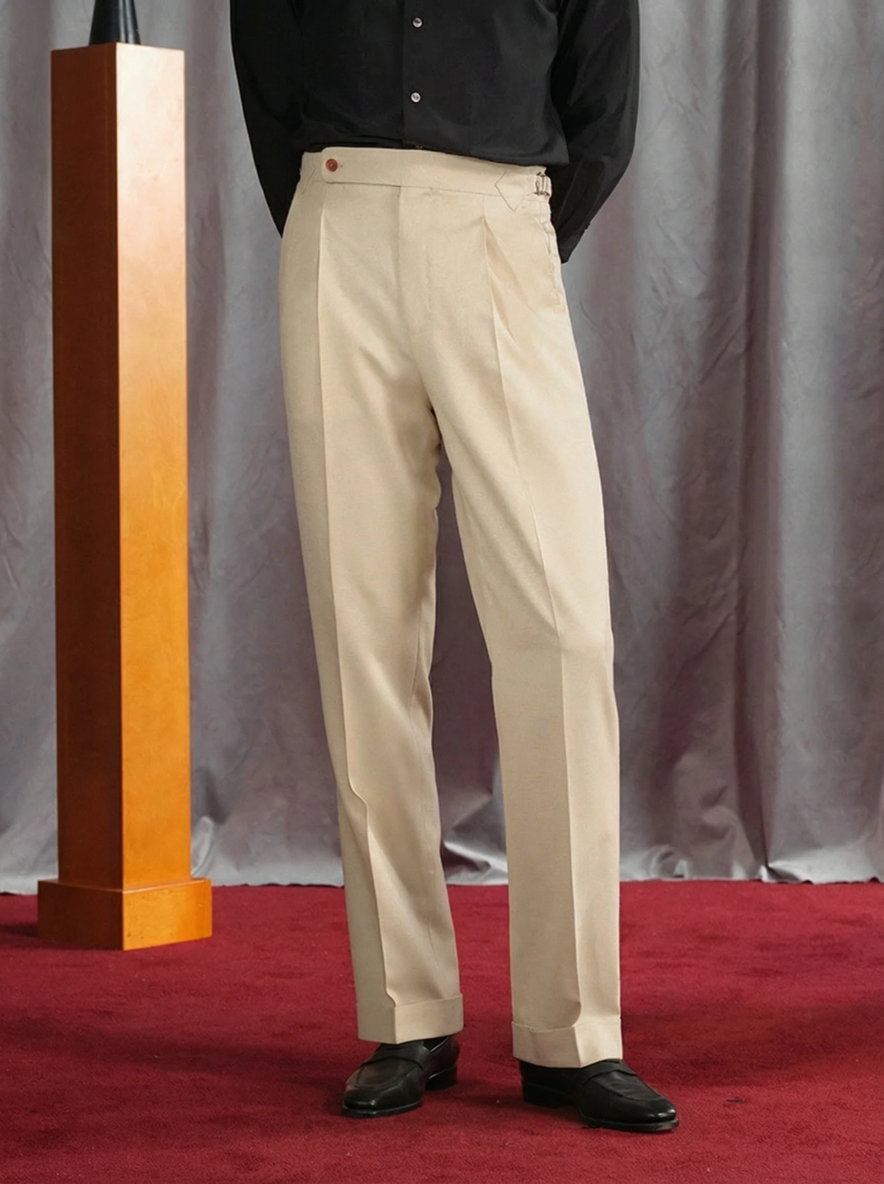 Silk-Wool High-Rise Single-Pleat Trousers