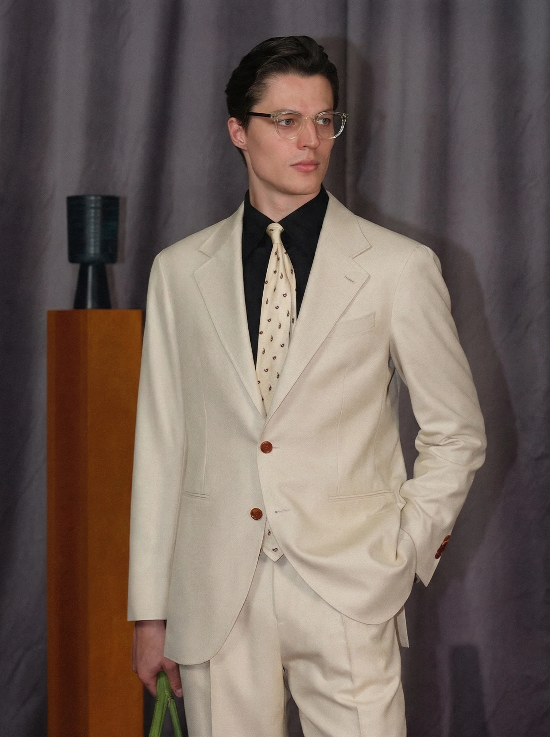 Silk-Wool Notch-Lapel Suit