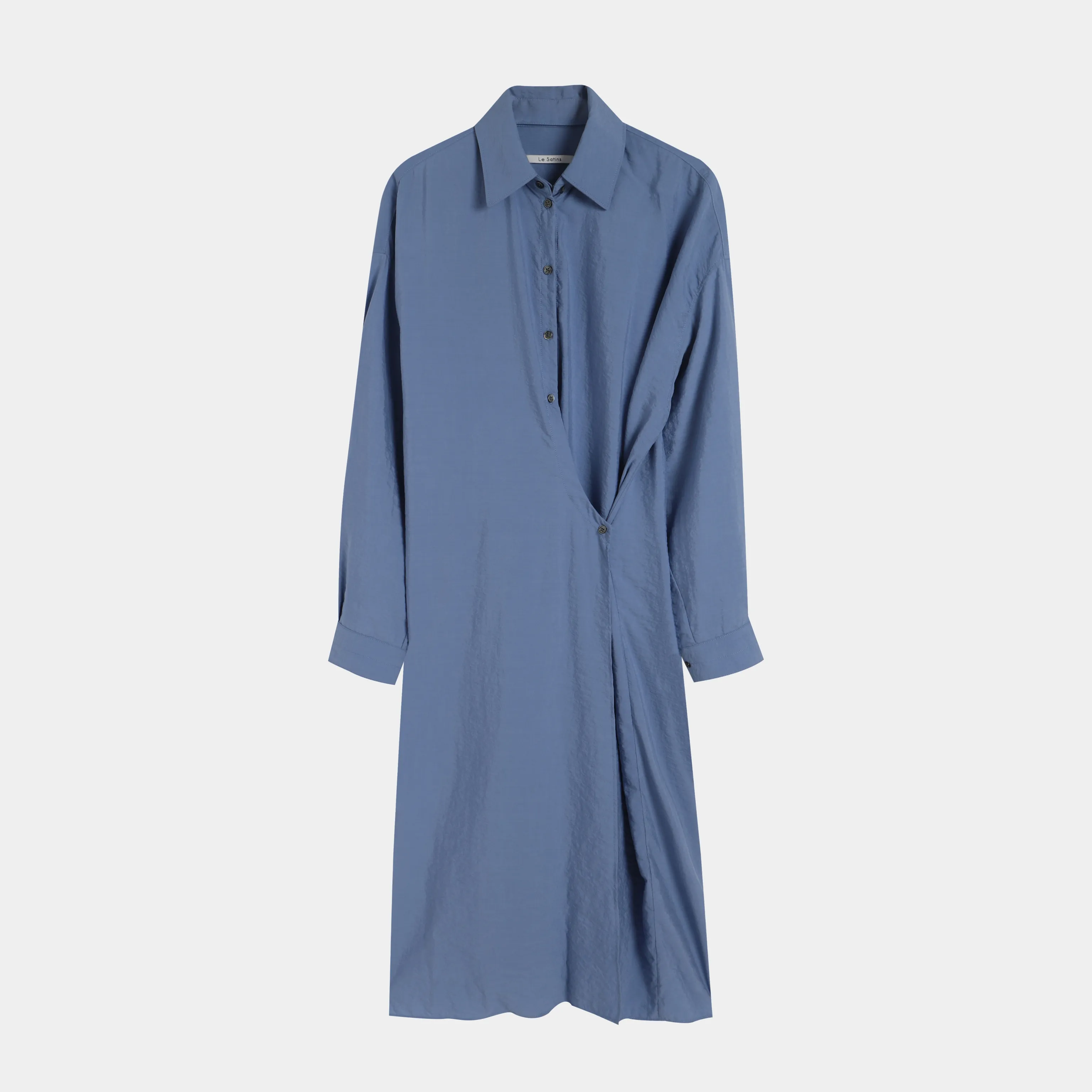 Silk Wrap Shirt Dress - Image 5