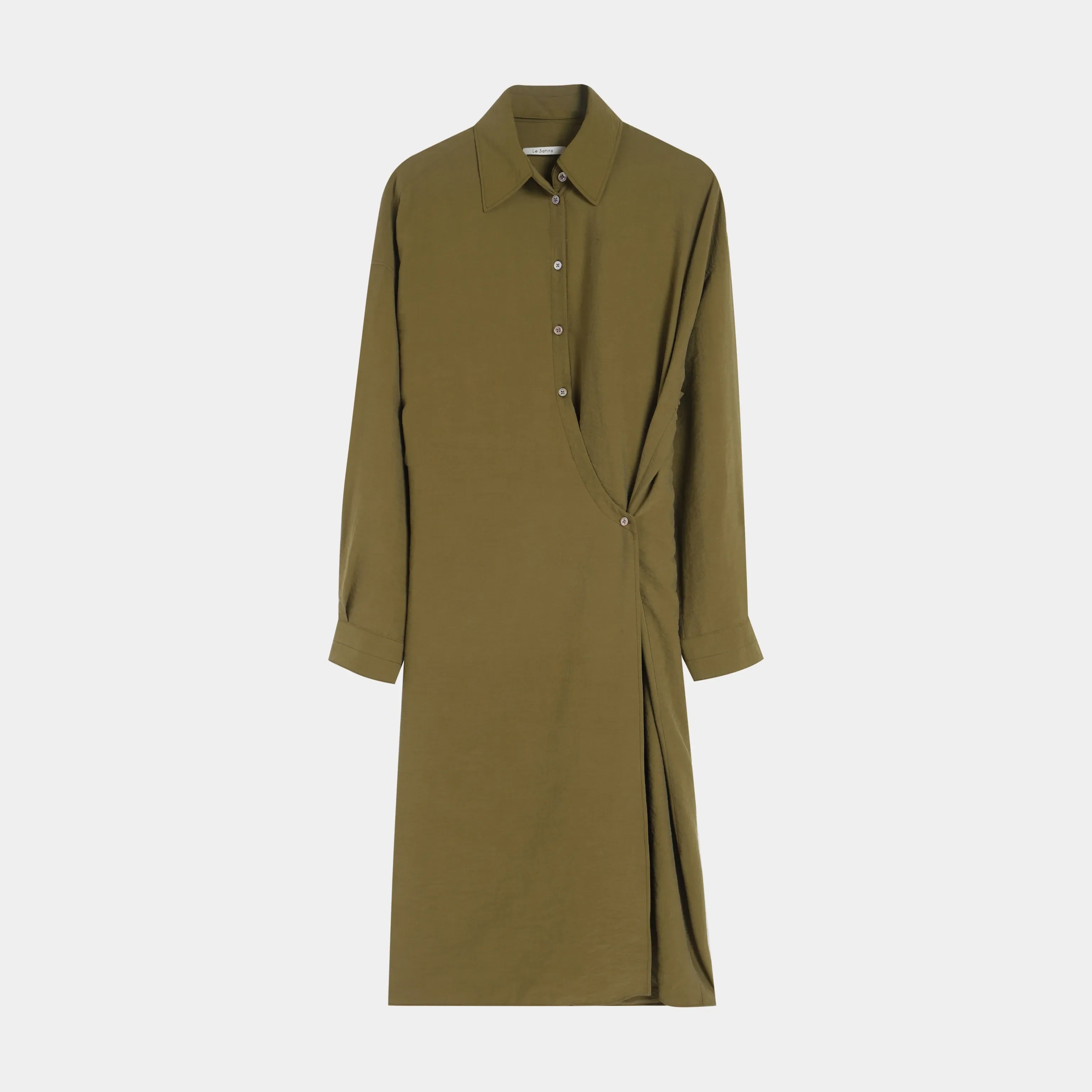 Silk Wrap Shirt Dress - Image 7