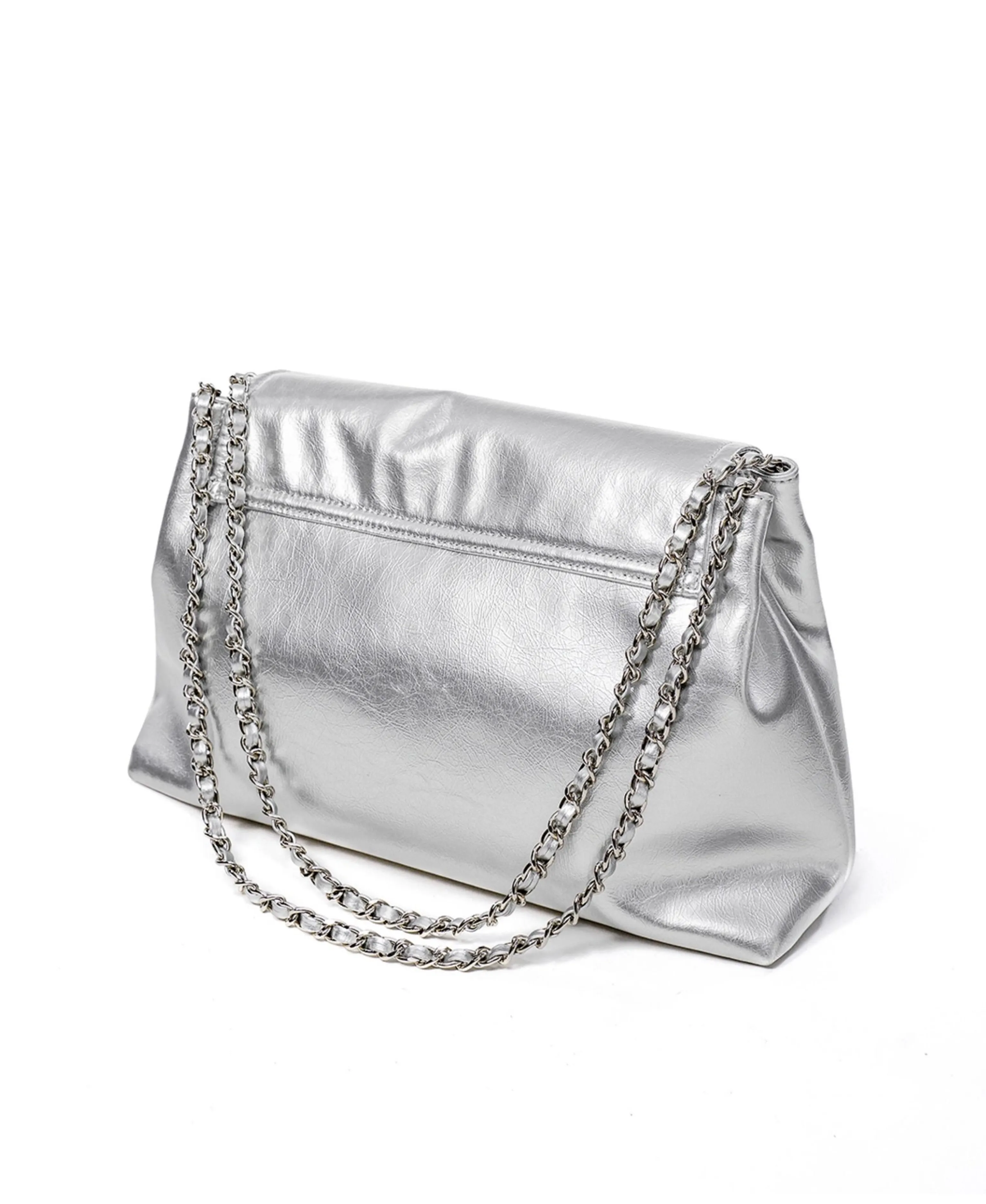 Silver Chain Shoulder Tote - Image 3