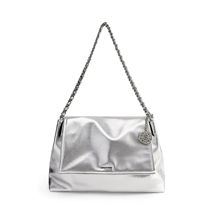 Silver Chain Shoulder Tote - Image 7