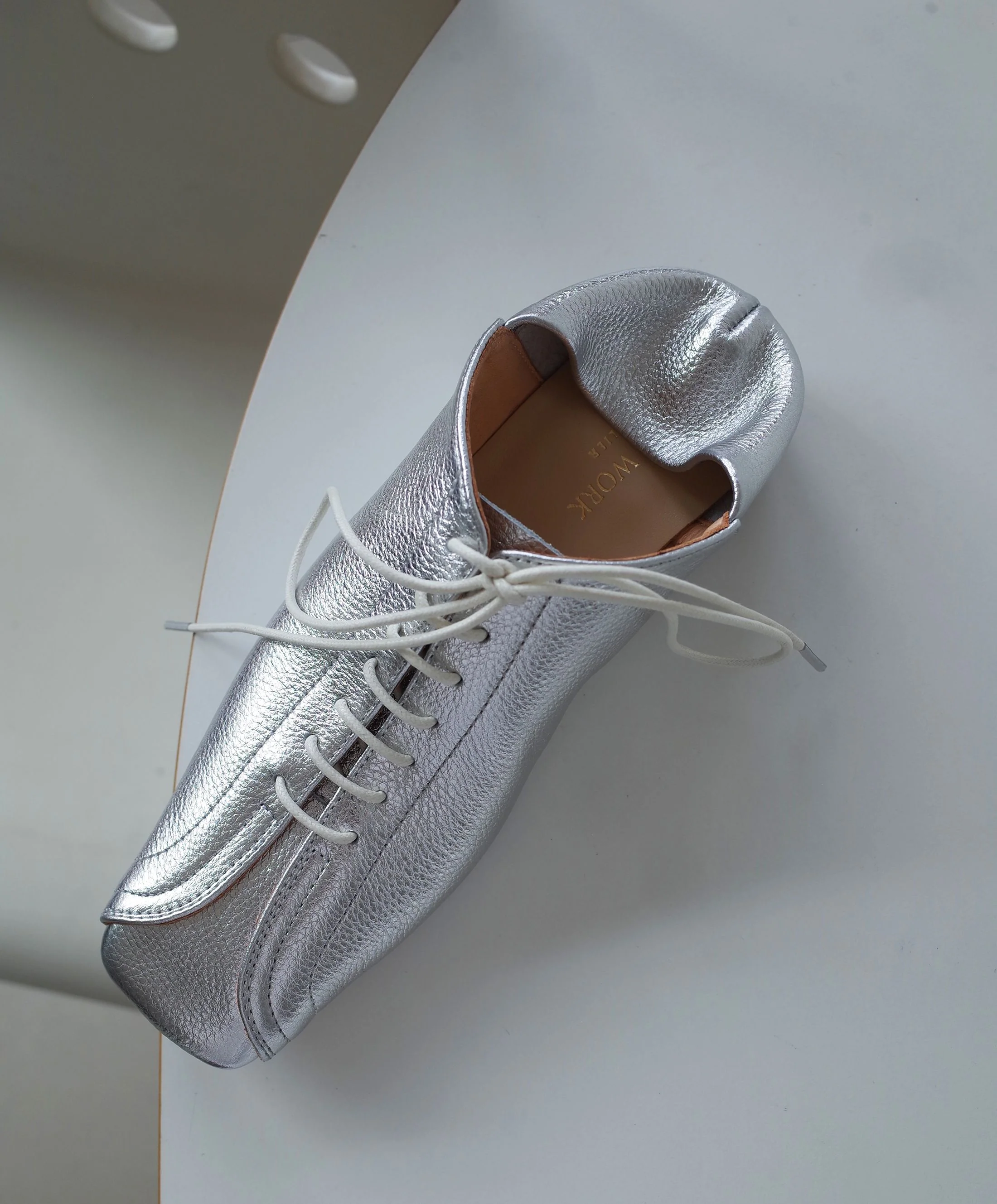 Silver Textured Leather Lace-Up Derby Shoes