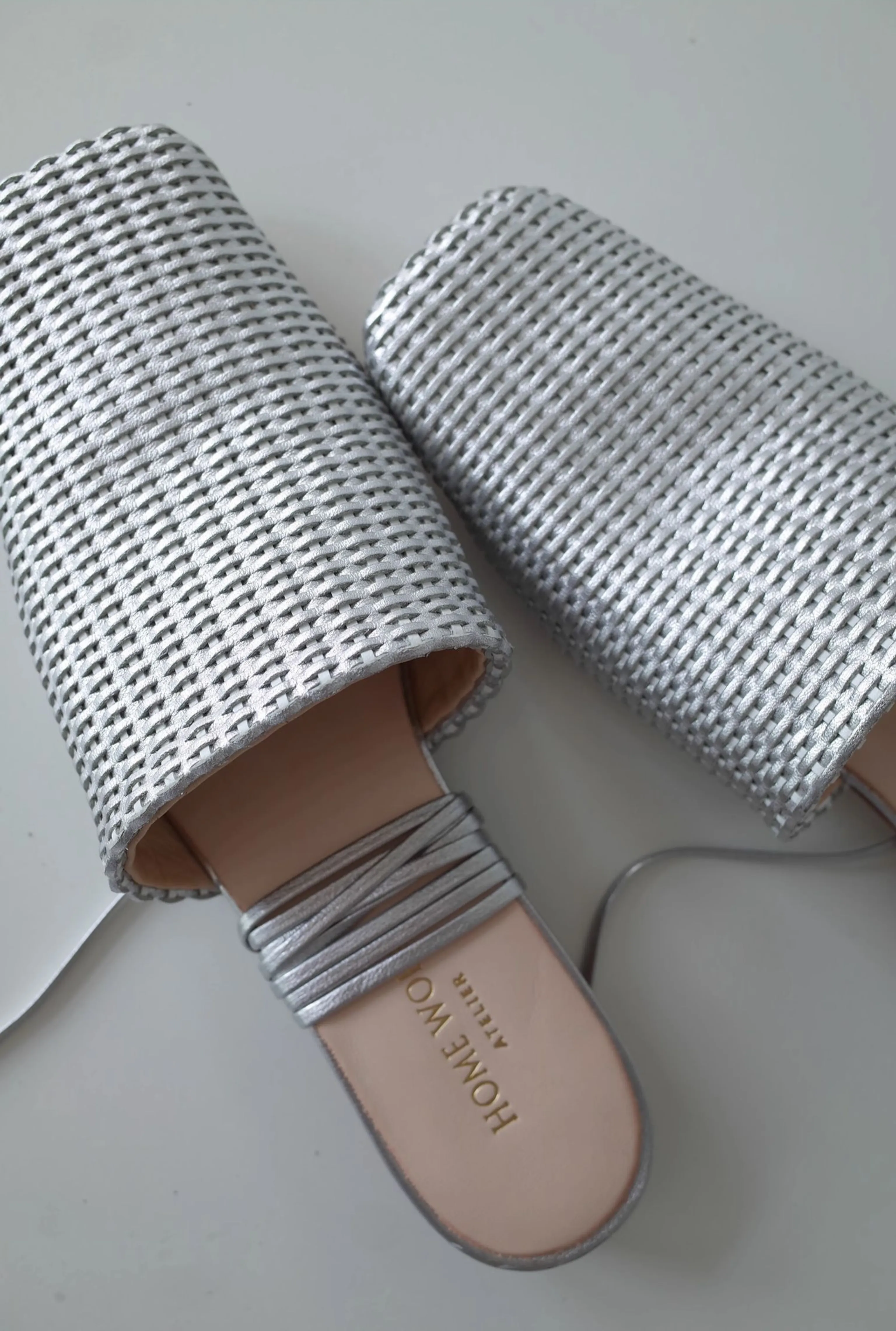 Silver Woven Square Toe Mules - Image 2