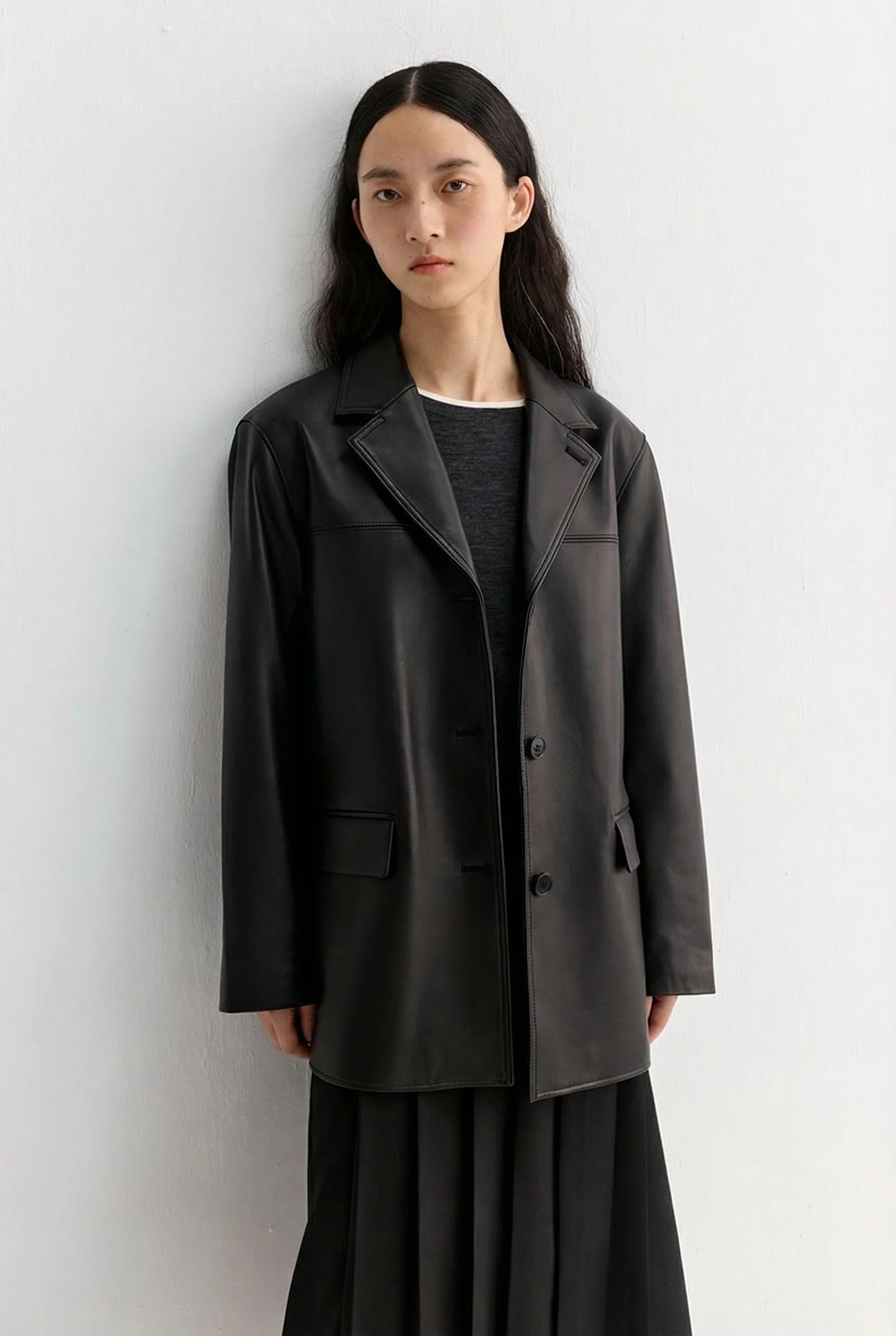 Single-Breasted Leather Jacket