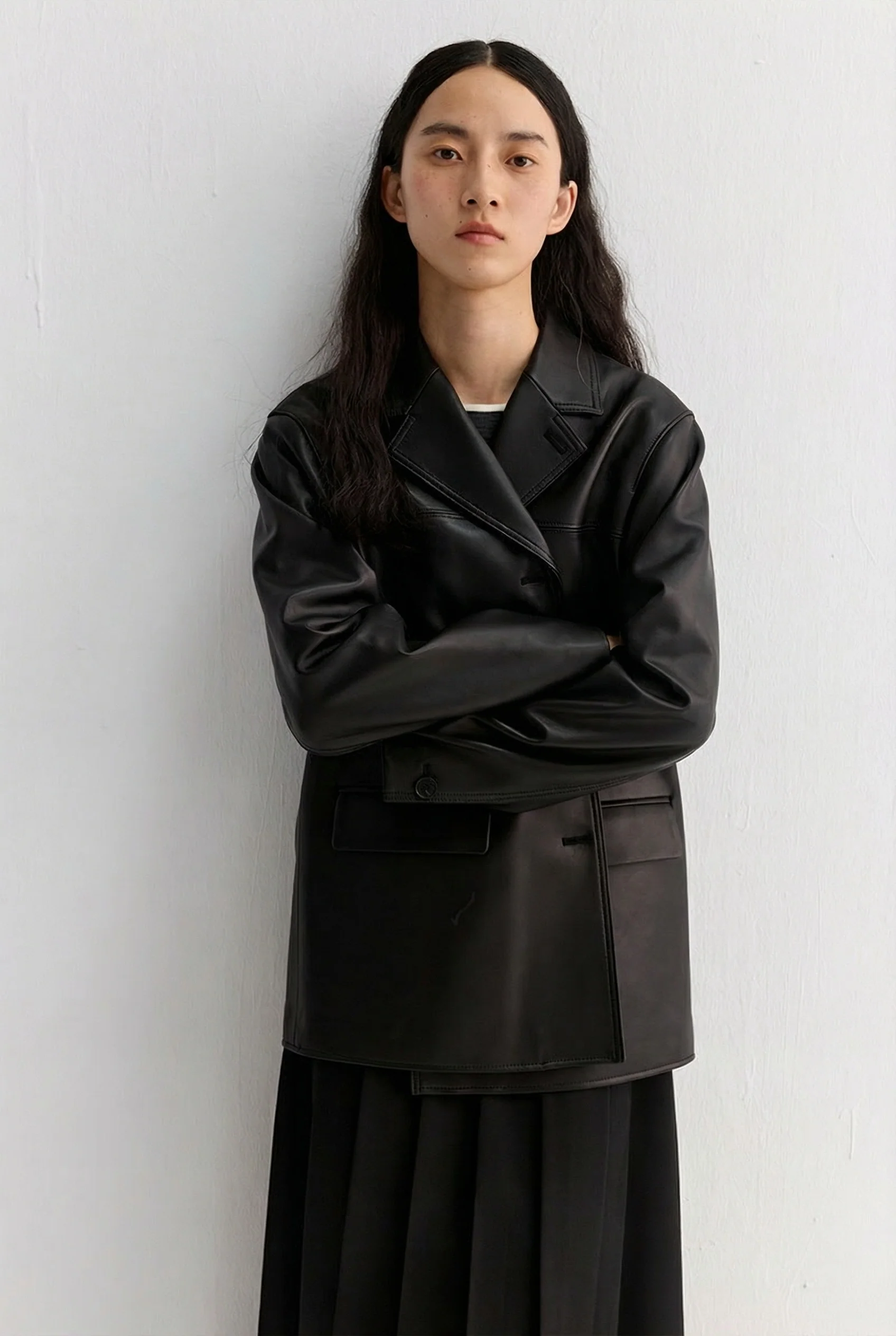Single-Breasted Leather Jacket - Image 2