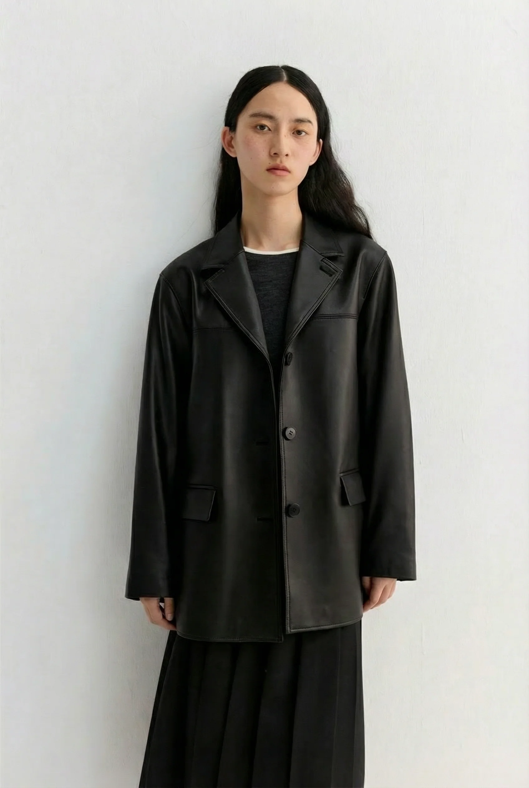 Single-Breasted Leather Jacket - Image 6