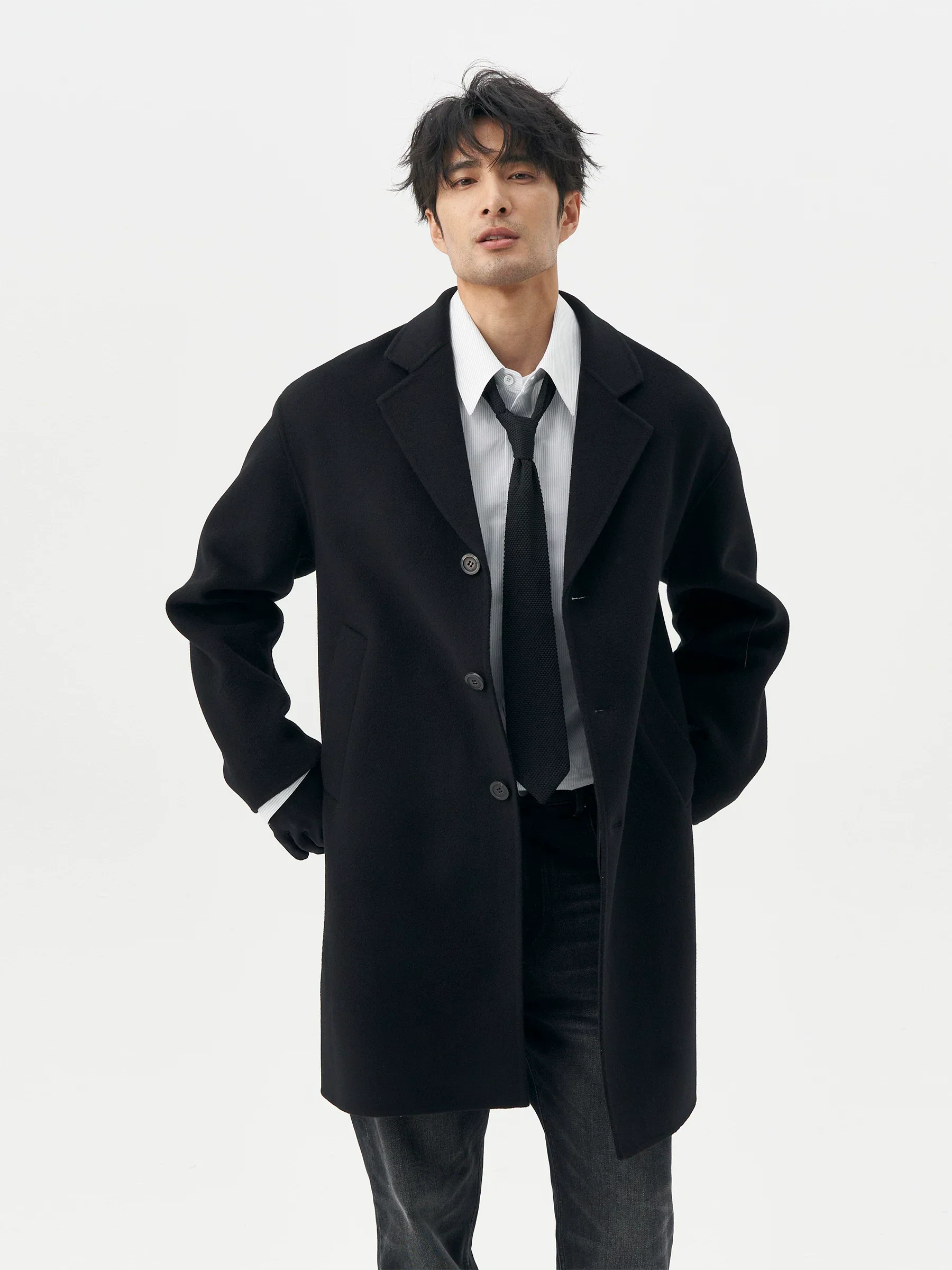 Single-Breasted Merino Wool Coat