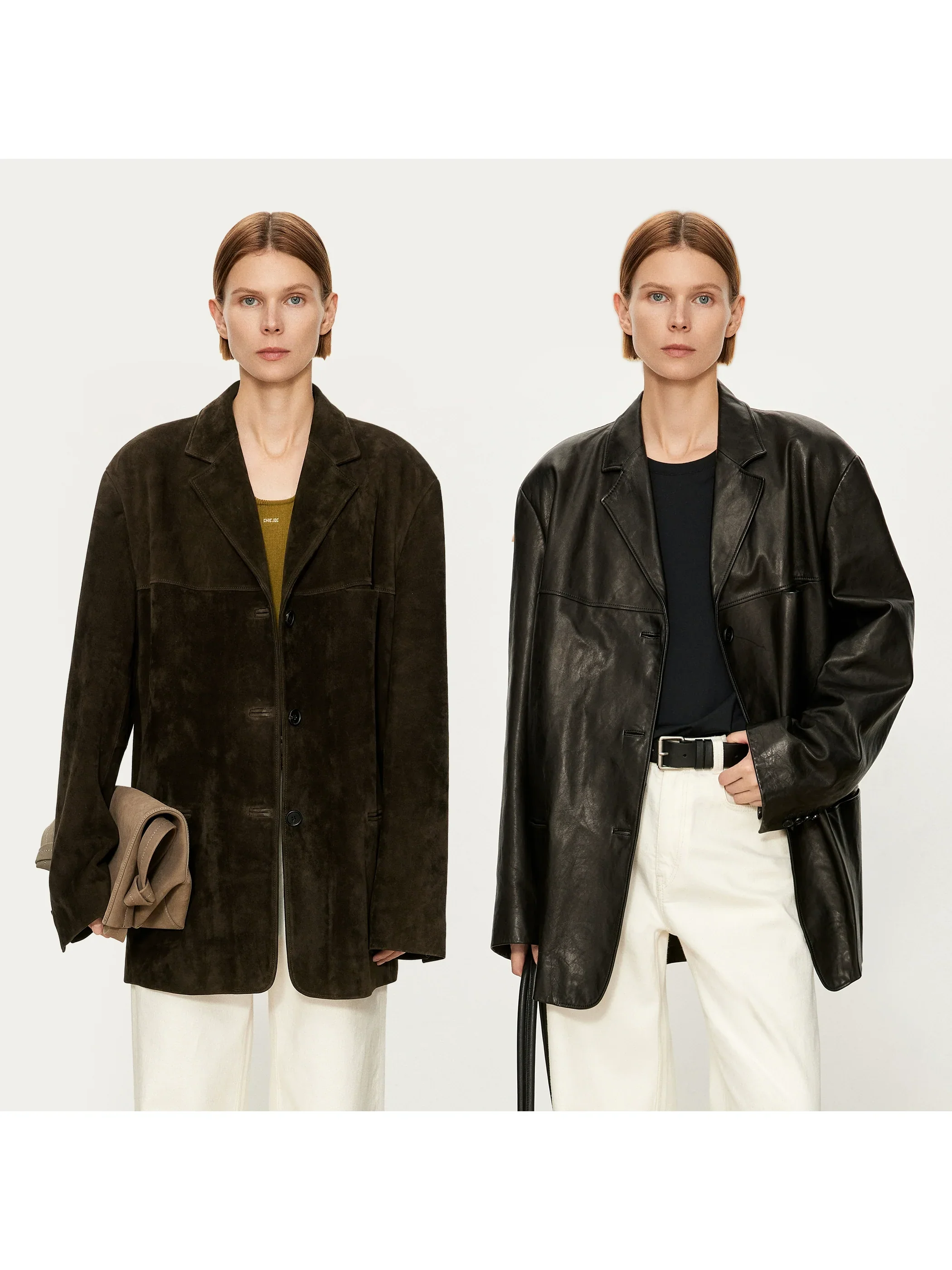 Single-Breasted Sheepskin Blazer