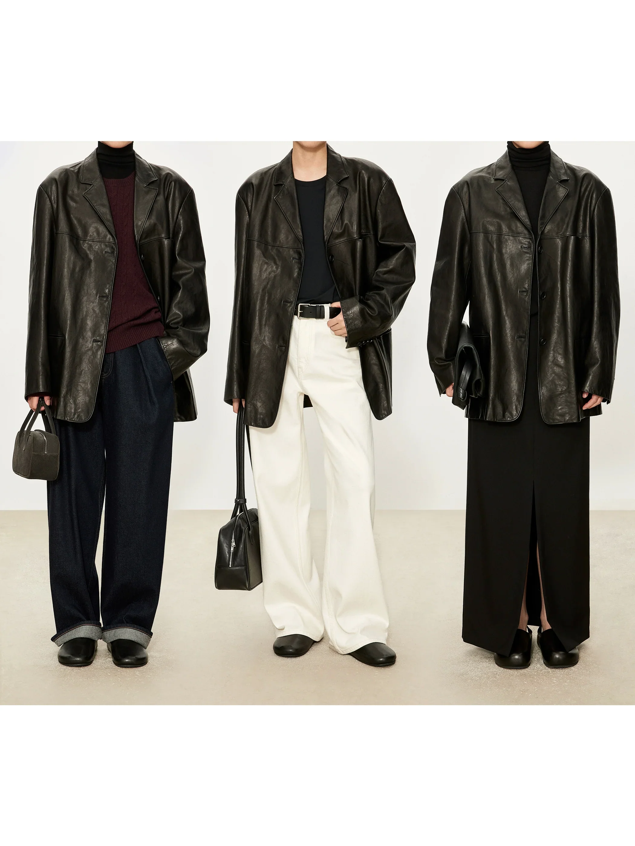 Single-Breasted Sheepskin Blazer - Image 4