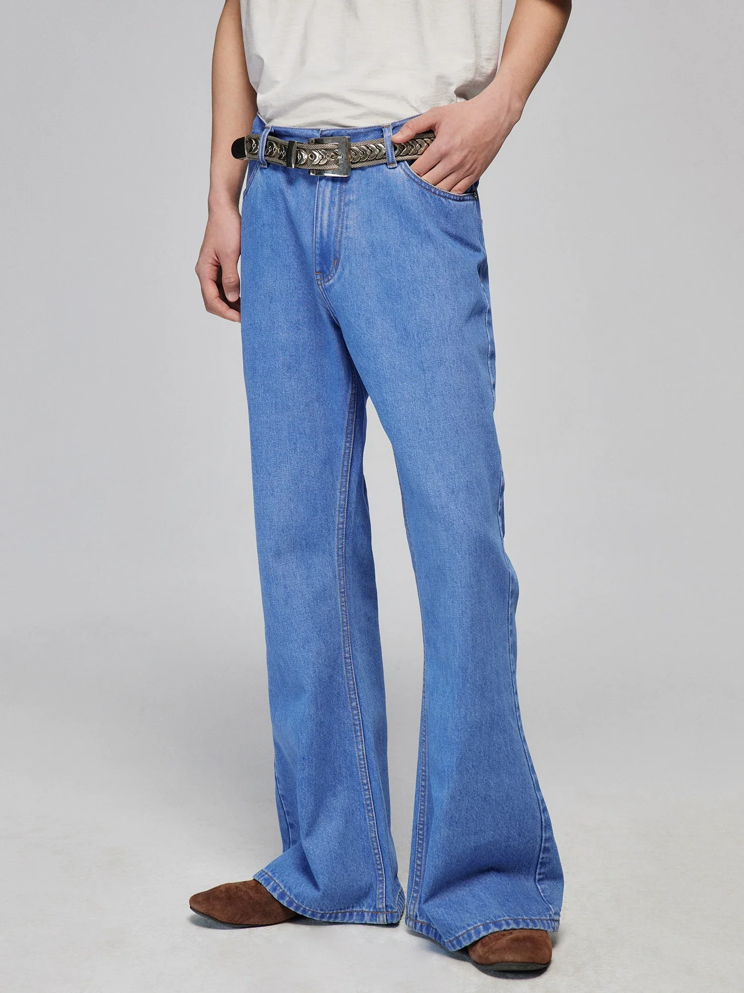 Sky Blue Flared Denim Jeans